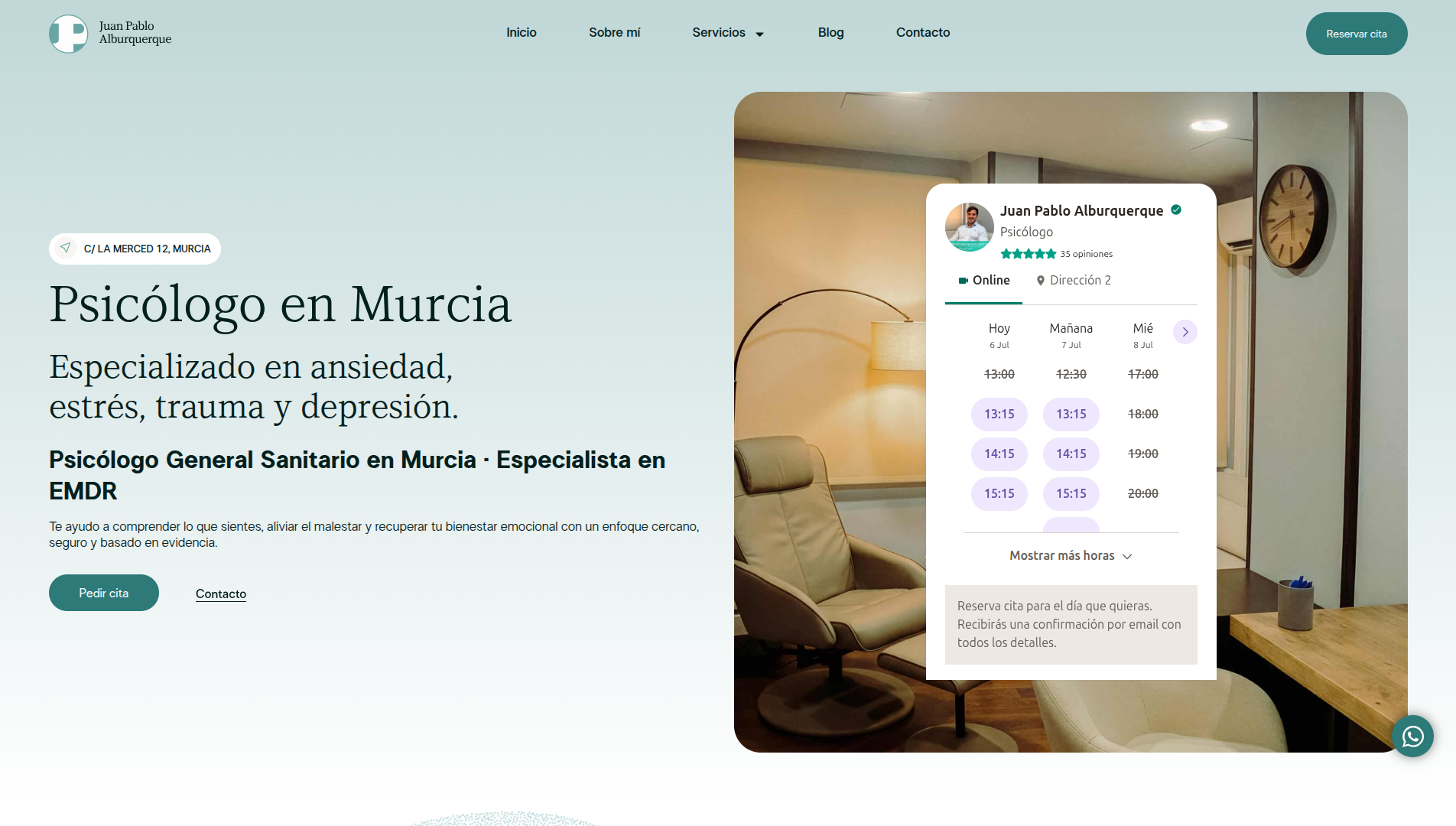 Página web de Juan Pablo Alburquerque diseñada por Chillypills