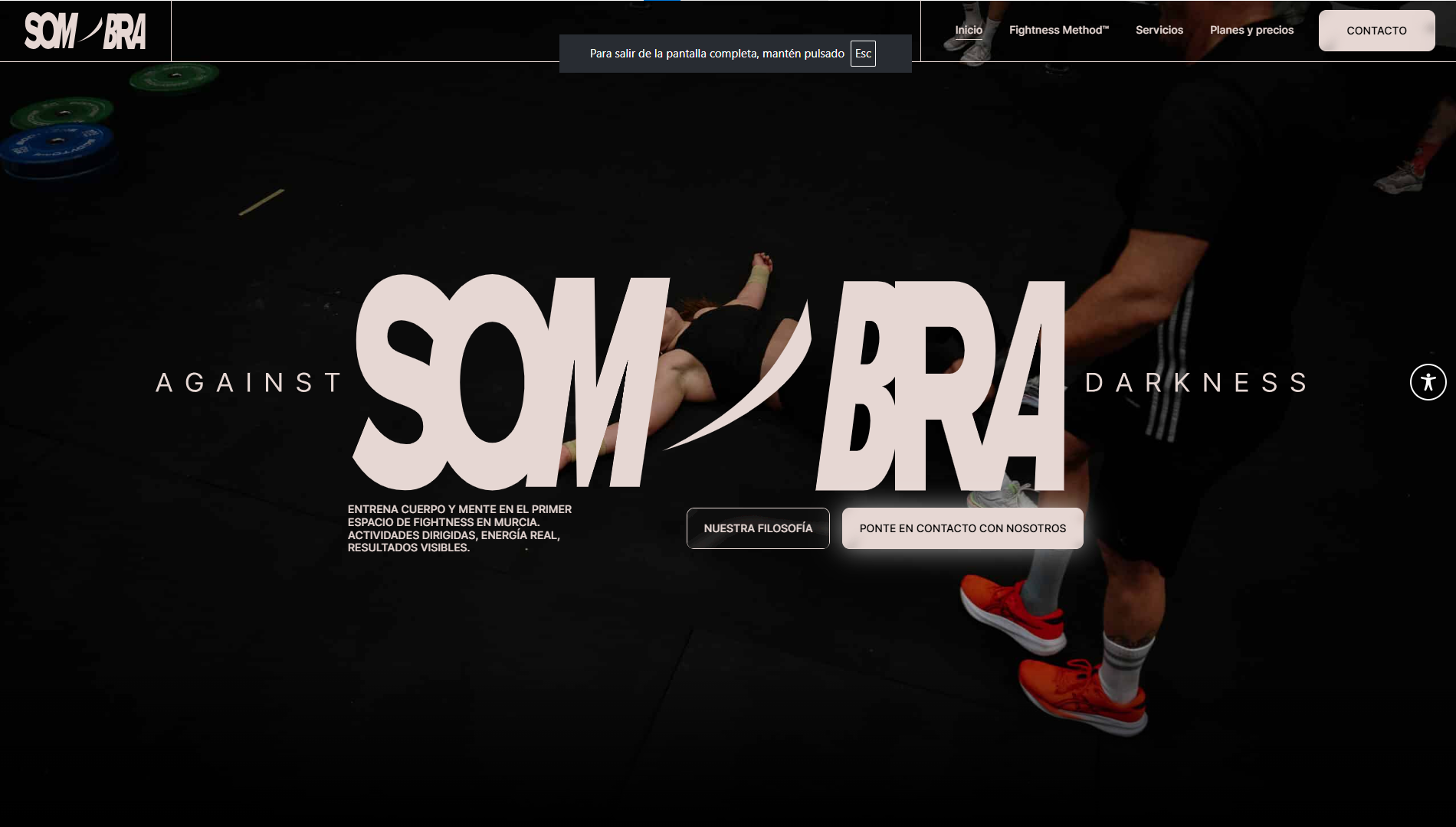 Página web de Sombra (Black Fitness) diseñada por Chillypills