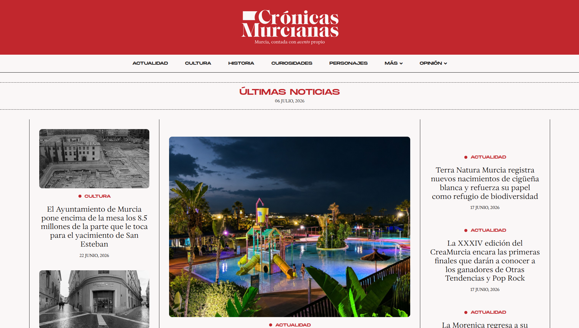 Página web de Crónicas Murcianas diseñada por Chillypills