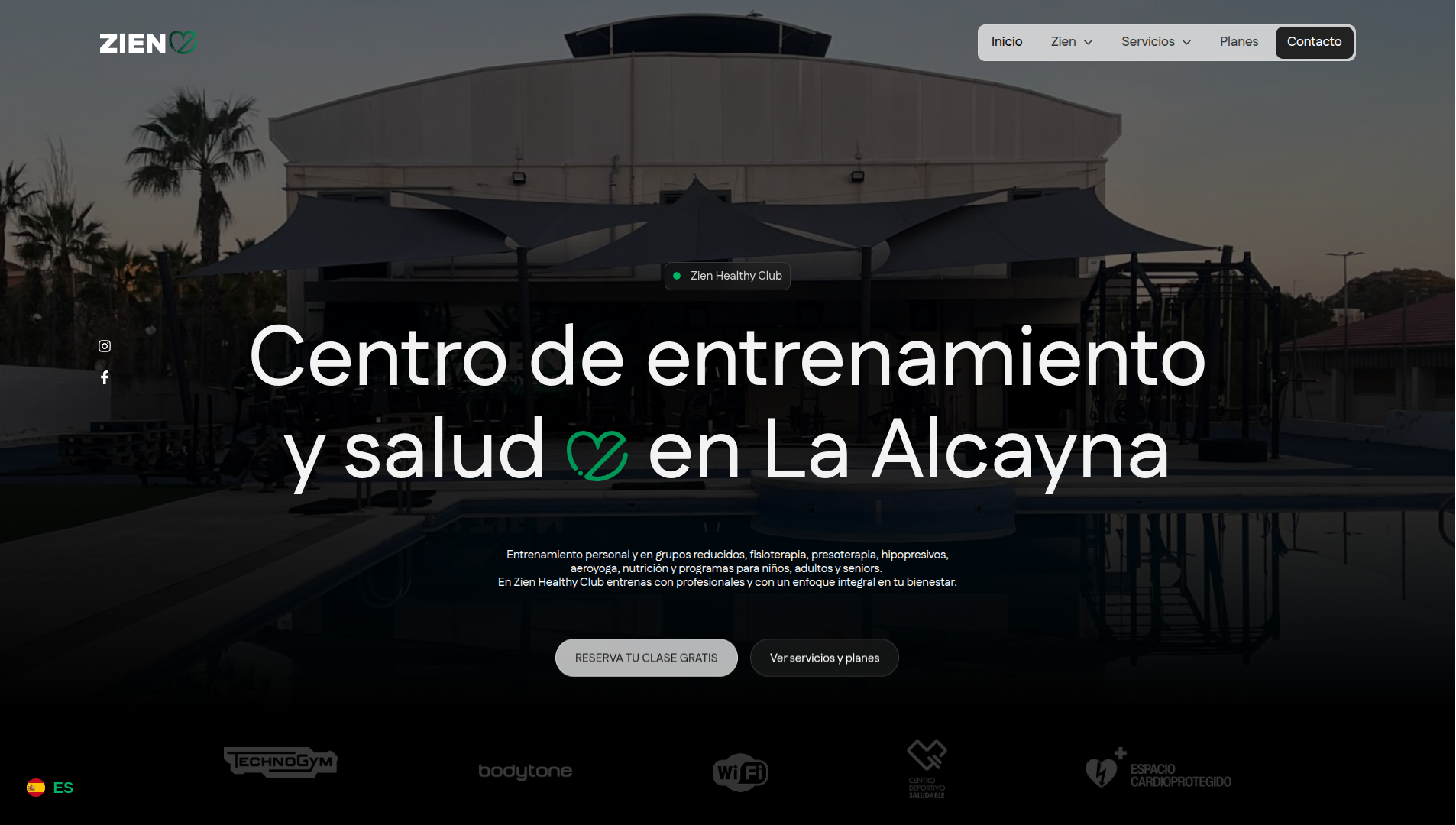 Página web de Zien Healthy Club diseñada por Chillypills