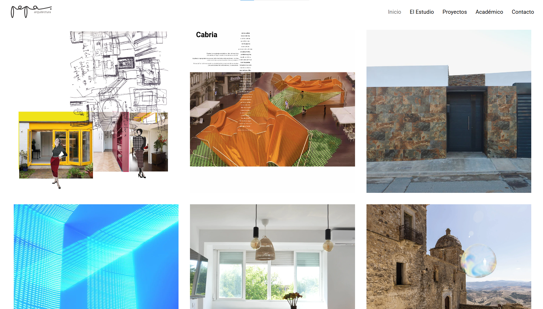Página web de Pepa Arquitectura diseñada por Chillypills