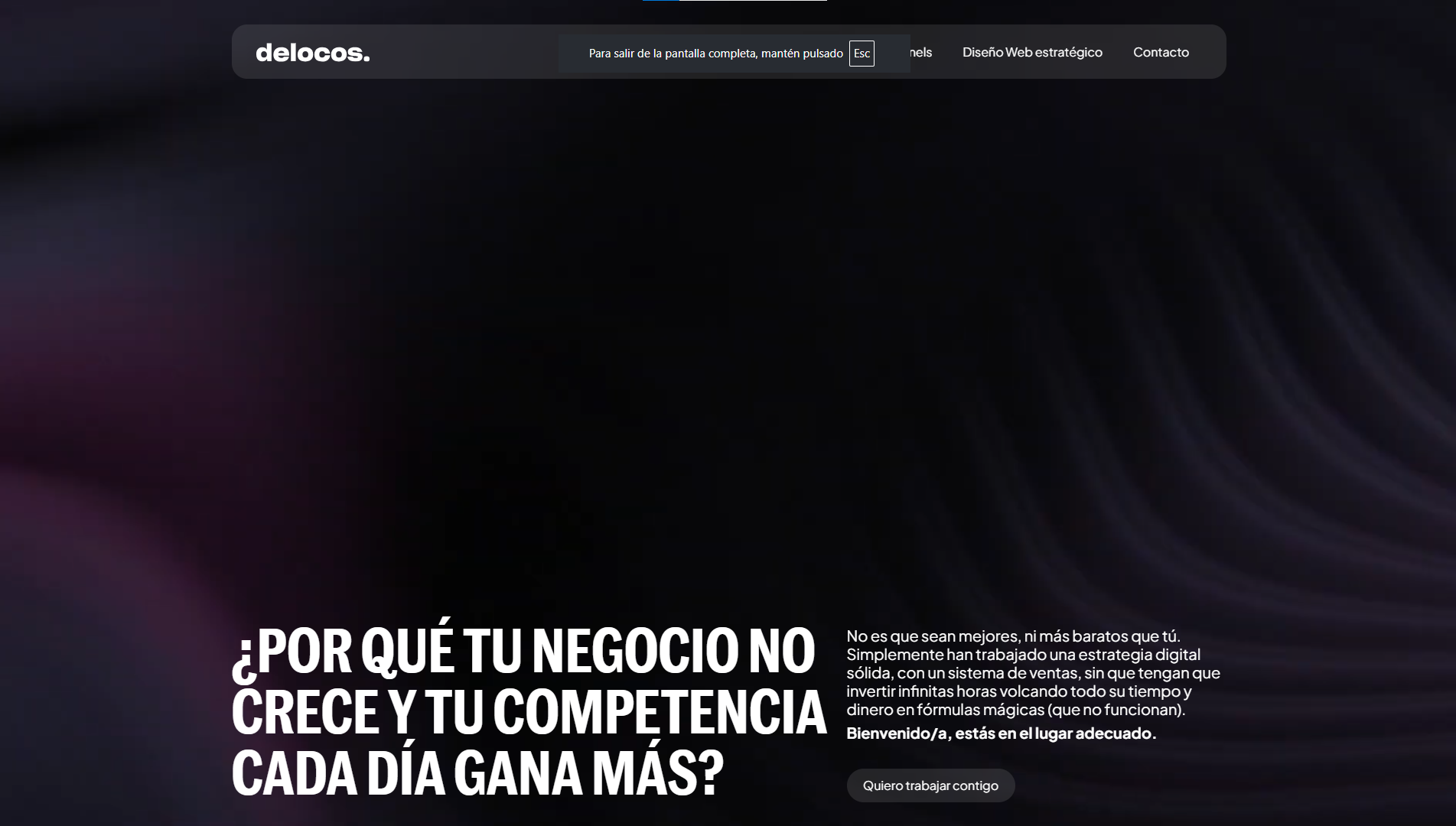 Página web de De Locos diseñada por Chillypills