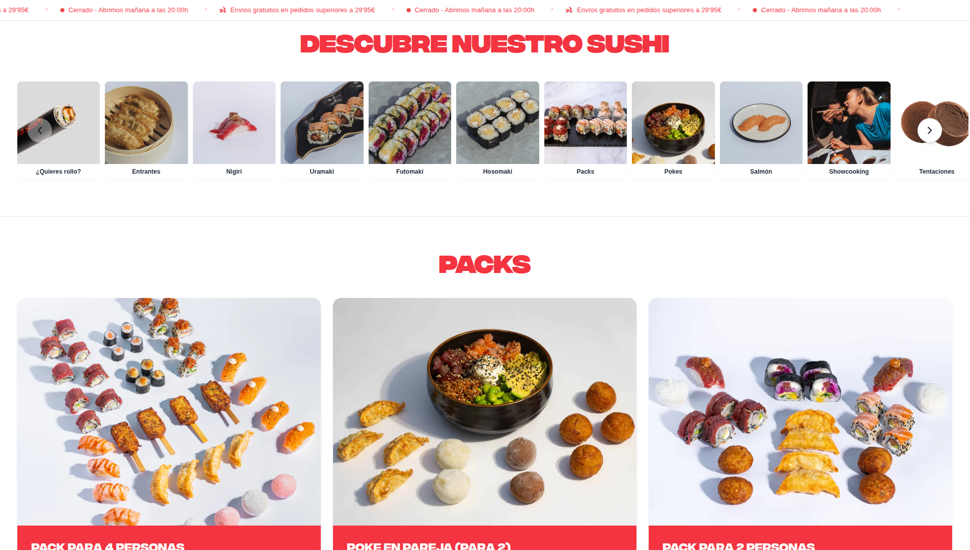 Página web de Llama a sushi diseñada por Chillypills
