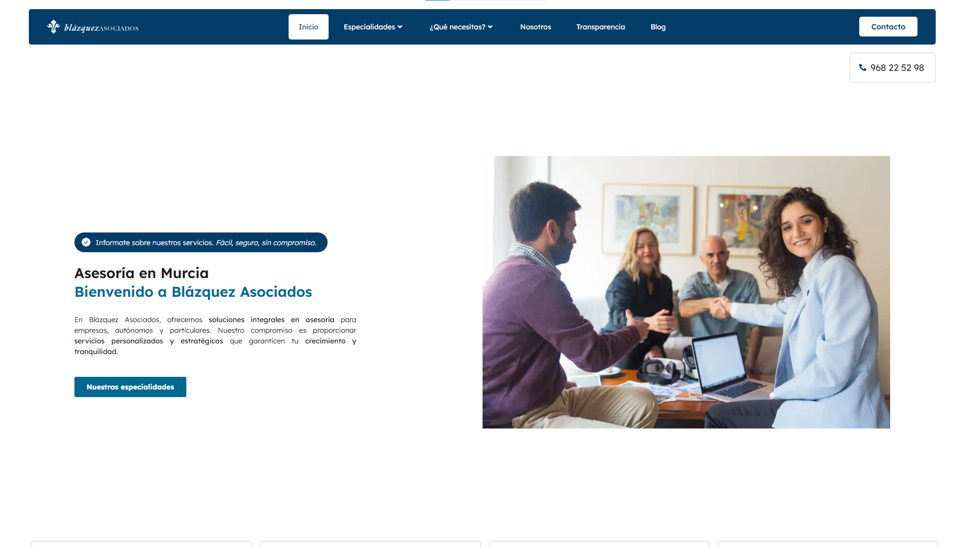 Página web de Blazquez Asociados diseñada por Chillypills