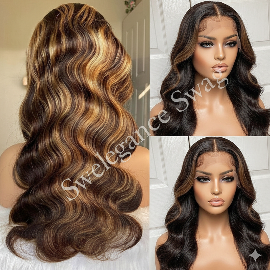 Brazilian Body Wave with Golden Highlights 2