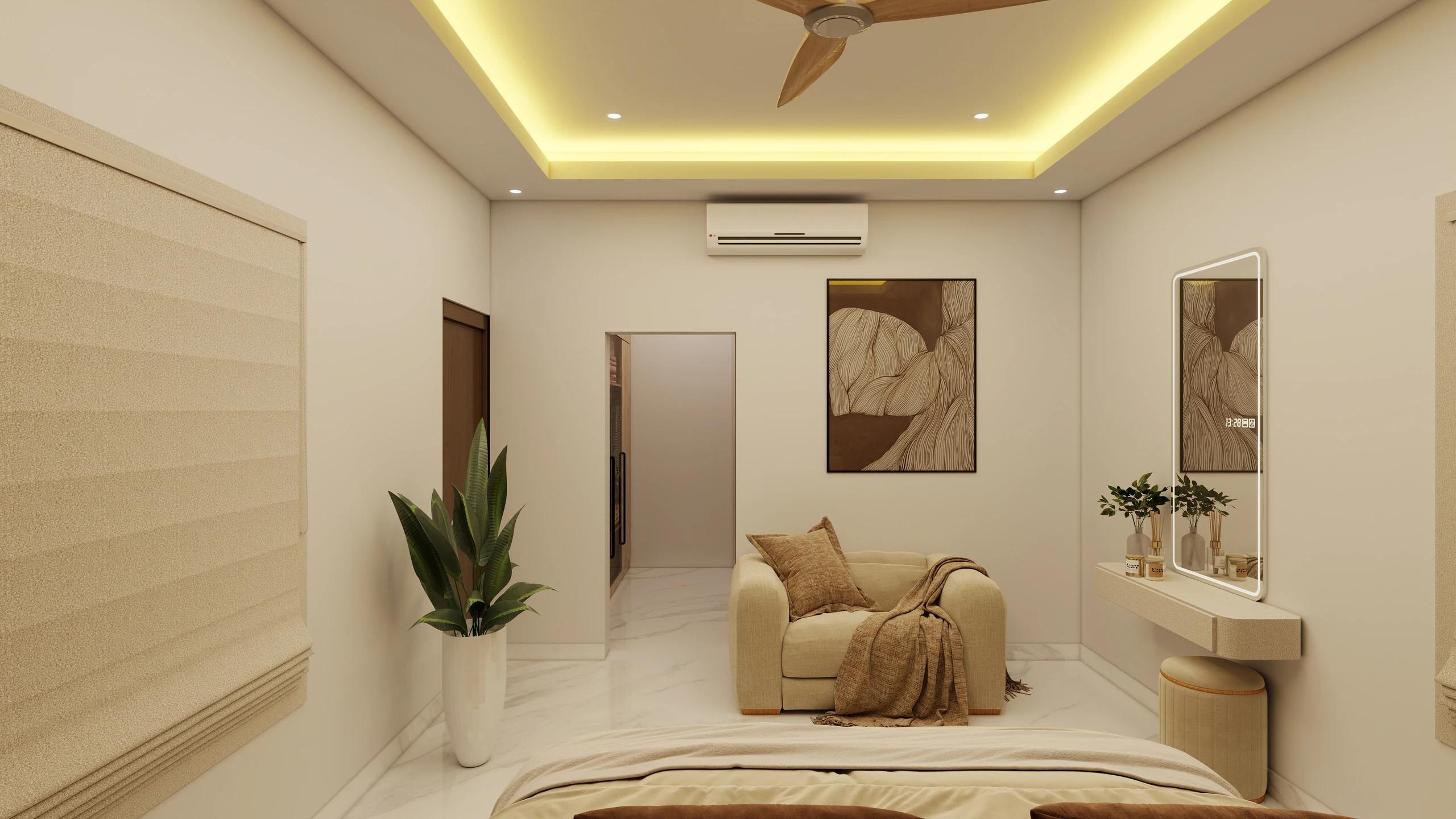 Warm Neutral Bedroom — project view 3