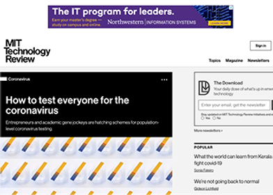 Screenshot of MIT's website