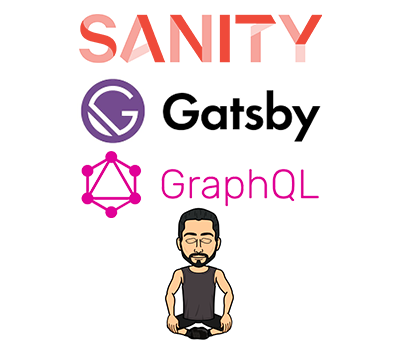 Sanity, Gatsby, and GraphQL logos with avatar of Eric Nation meditating