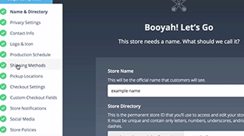 Store Creation screen shot