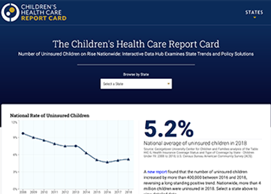 Screen shot for the Childrens Health Care Report Card website