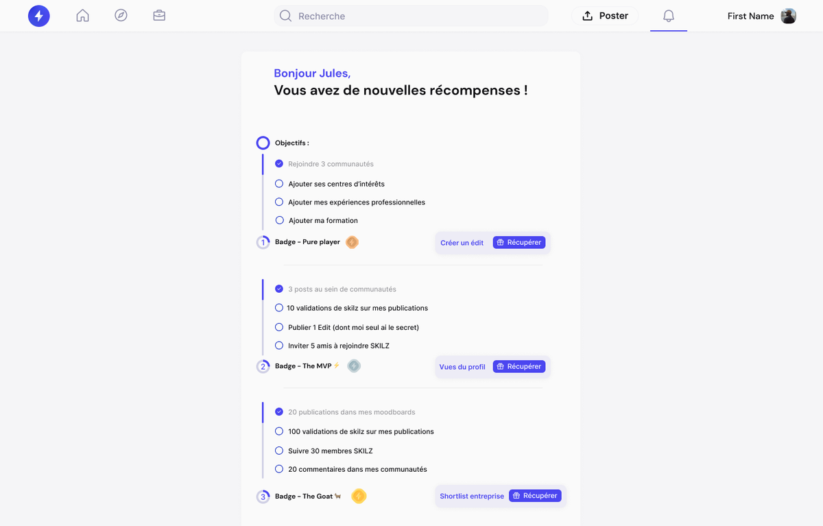 Skilz — Plateforme B2C — capture 6