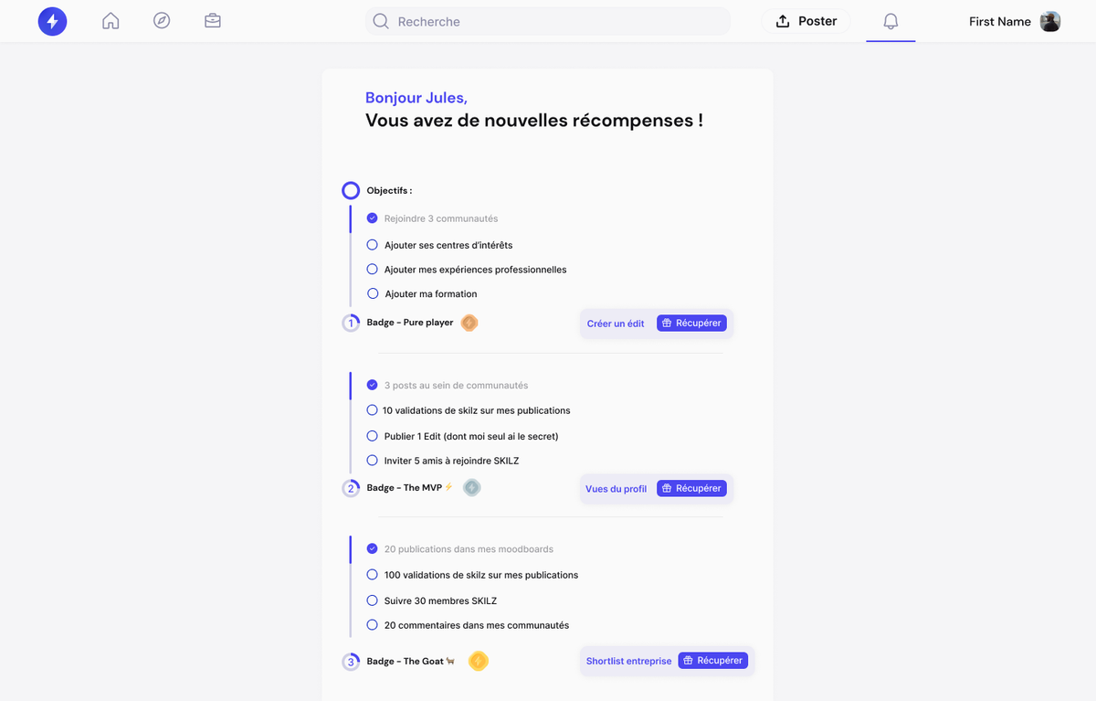Skilz — Plateforme B2C — capture 6
