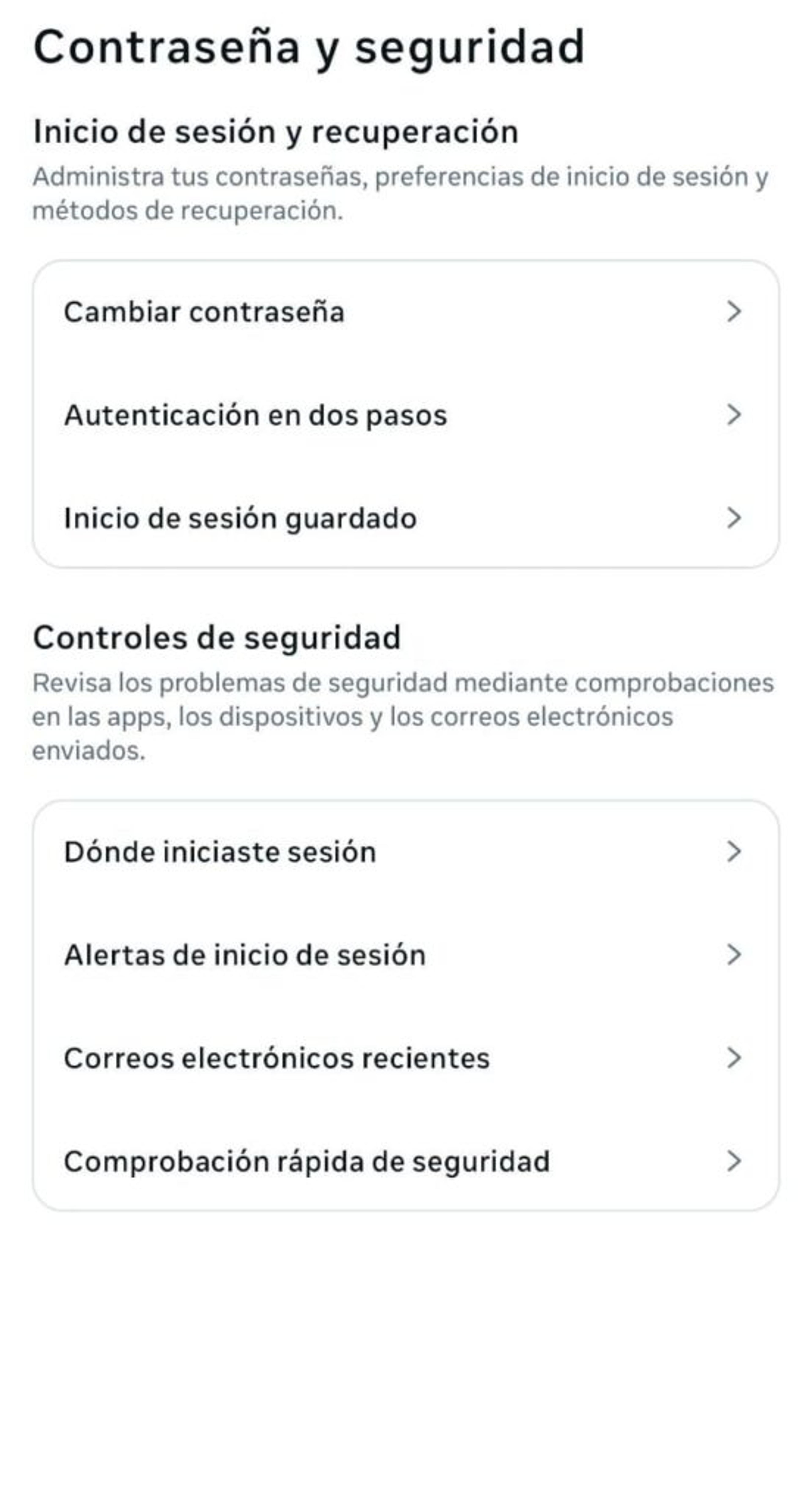 Pantalla de Instagram para verificar alertas de inicio de sesión