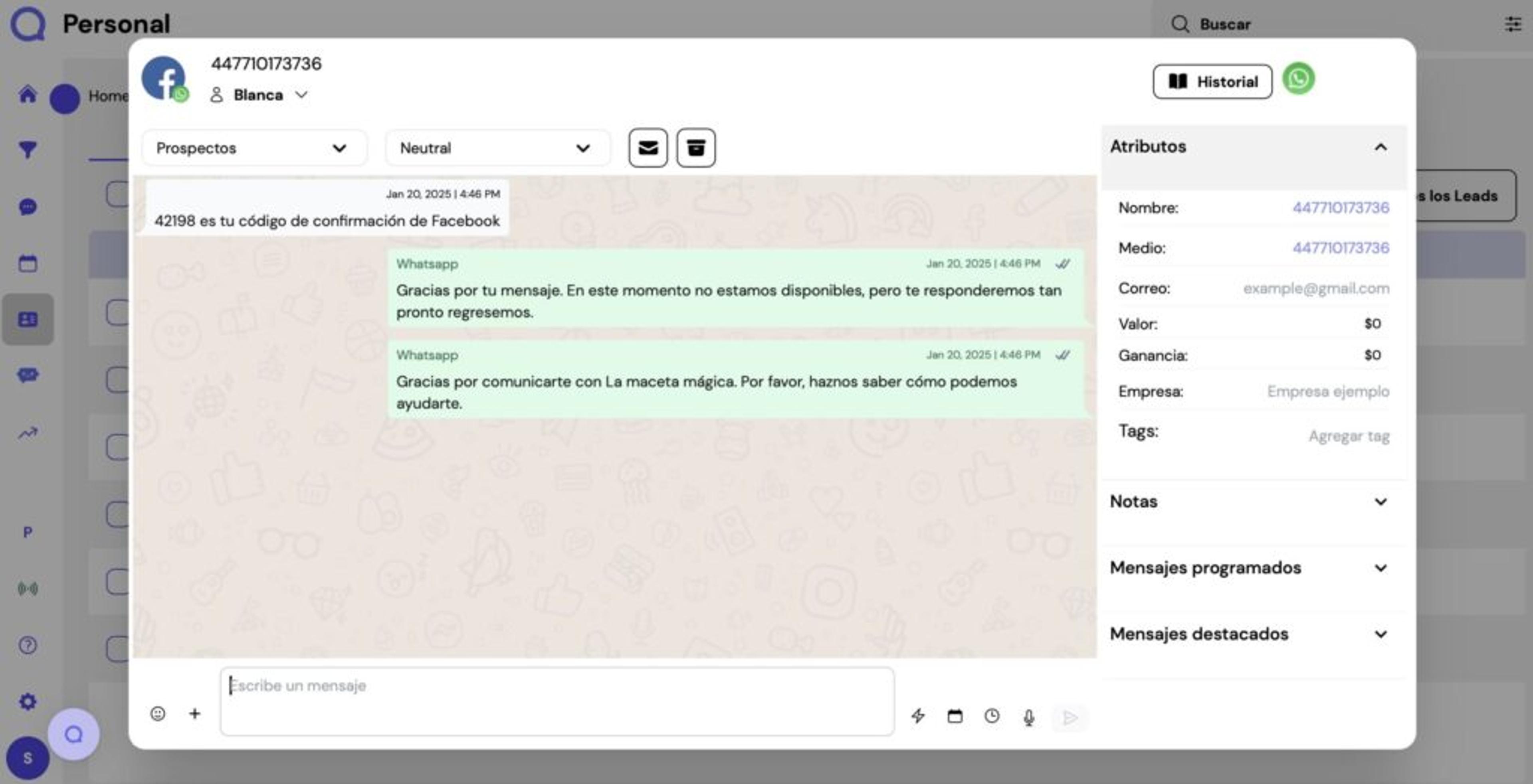 ejemplos de CRM conversacional
