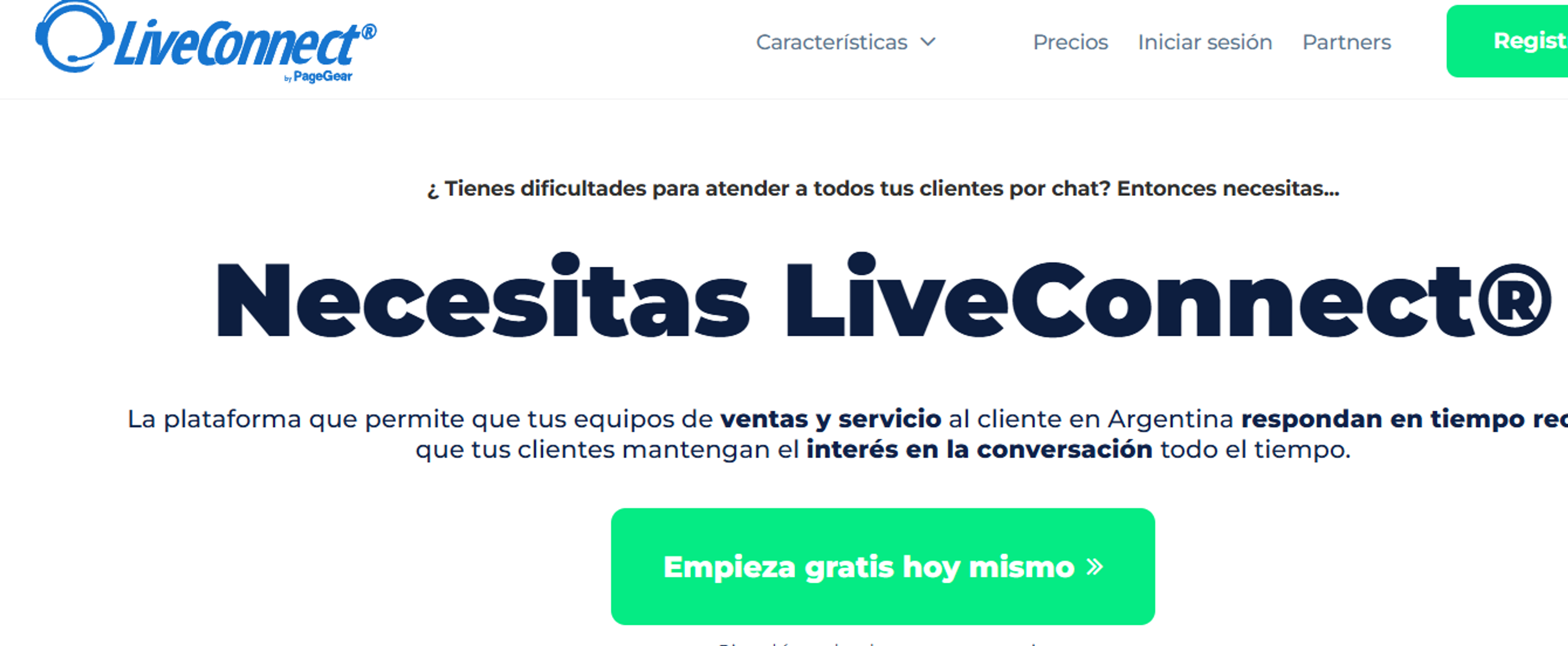 Pantalla de inicio de Liveconnect