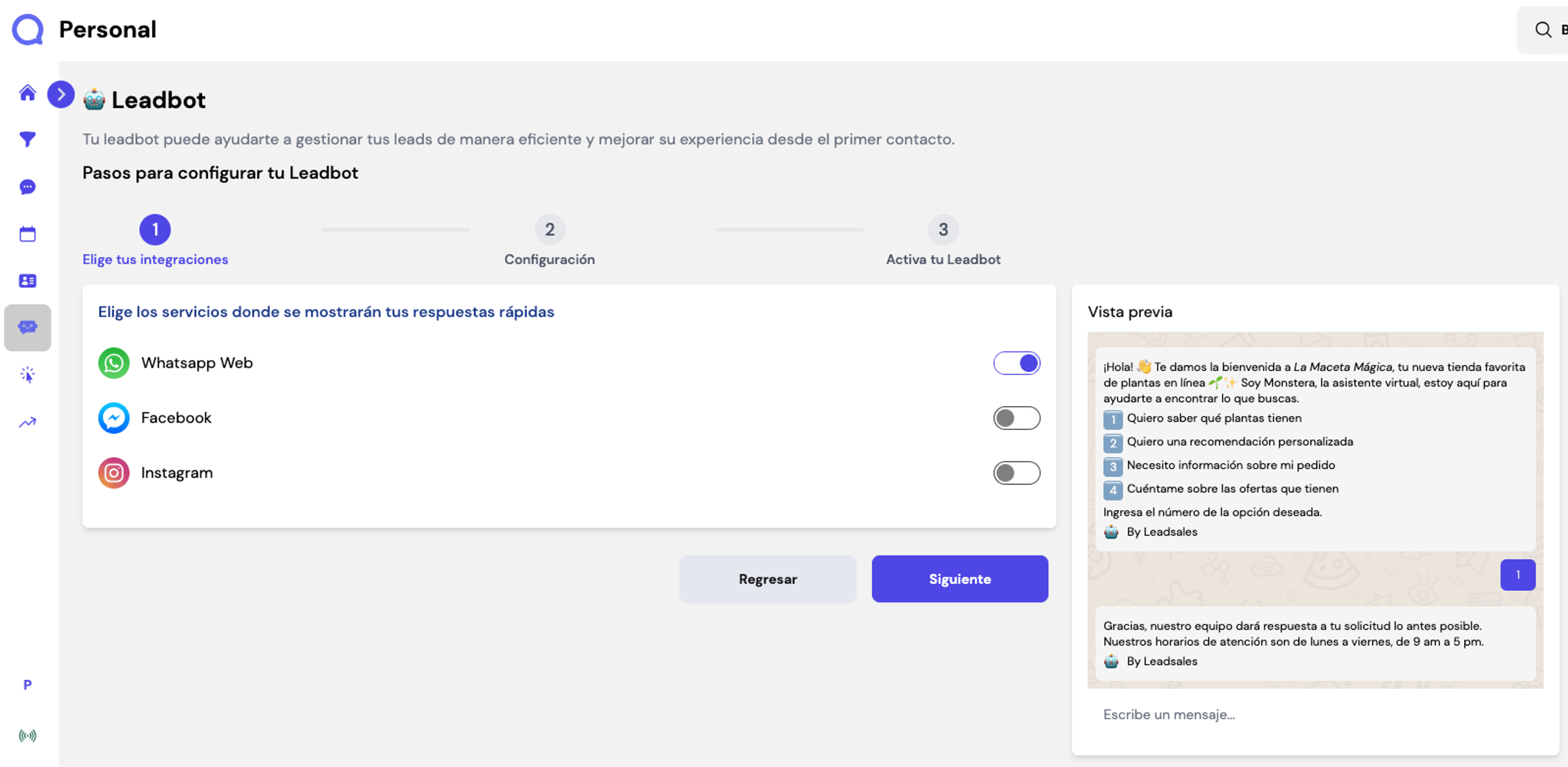 activar Leadbot de Leadsales paso 2