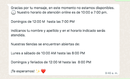 Mensaje de ausencia en WhatsApp Business