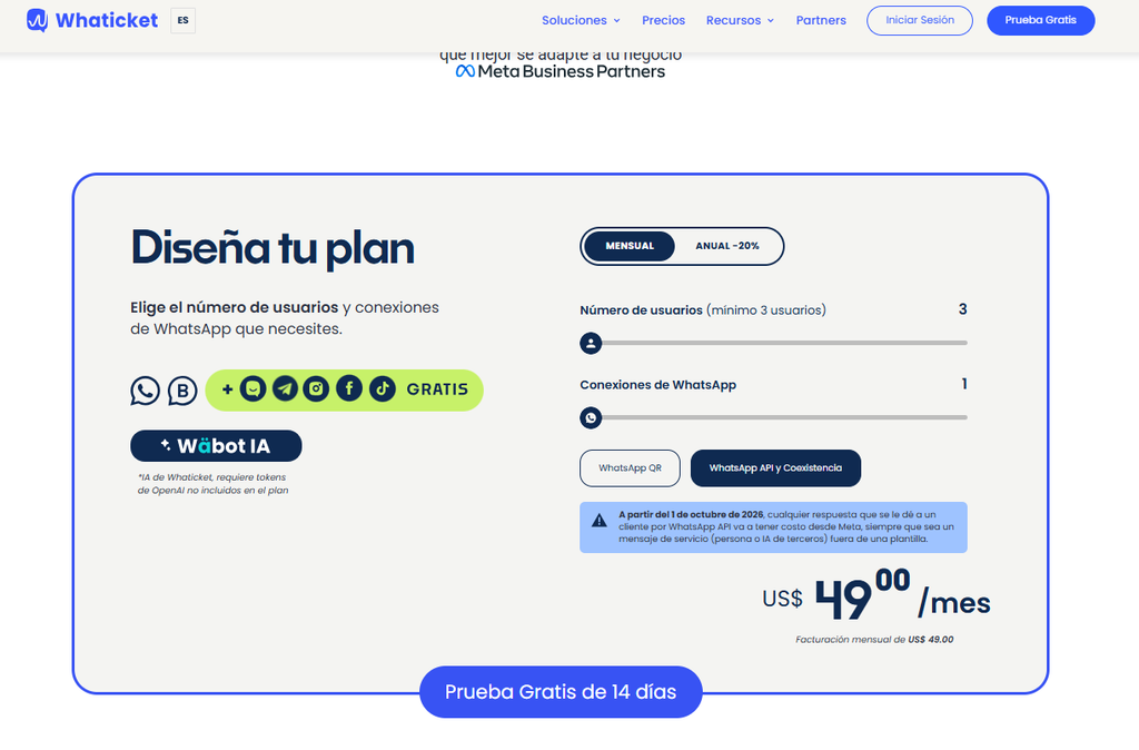 Precios de Whaticket