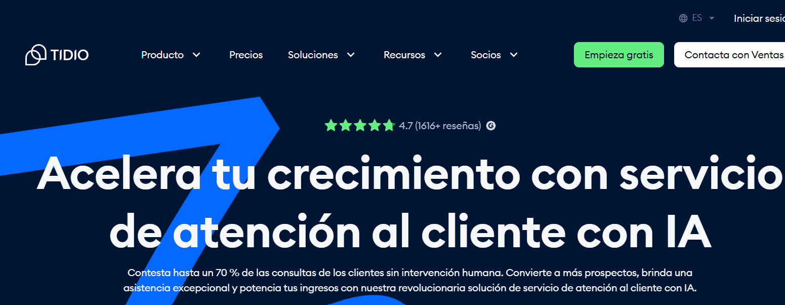 Pantalla de inicio de Tidio