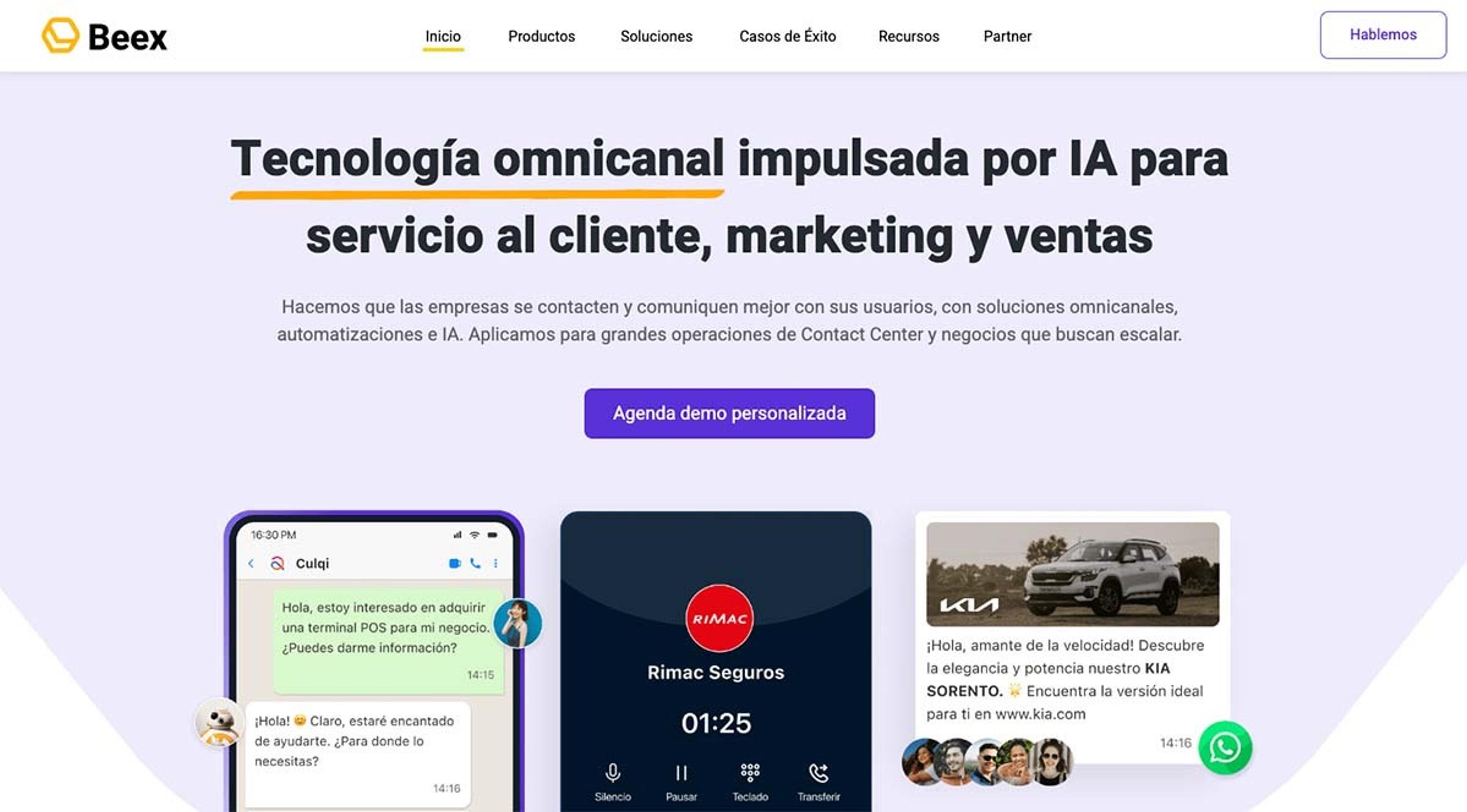 Captura de pantalla de la página web de Beex