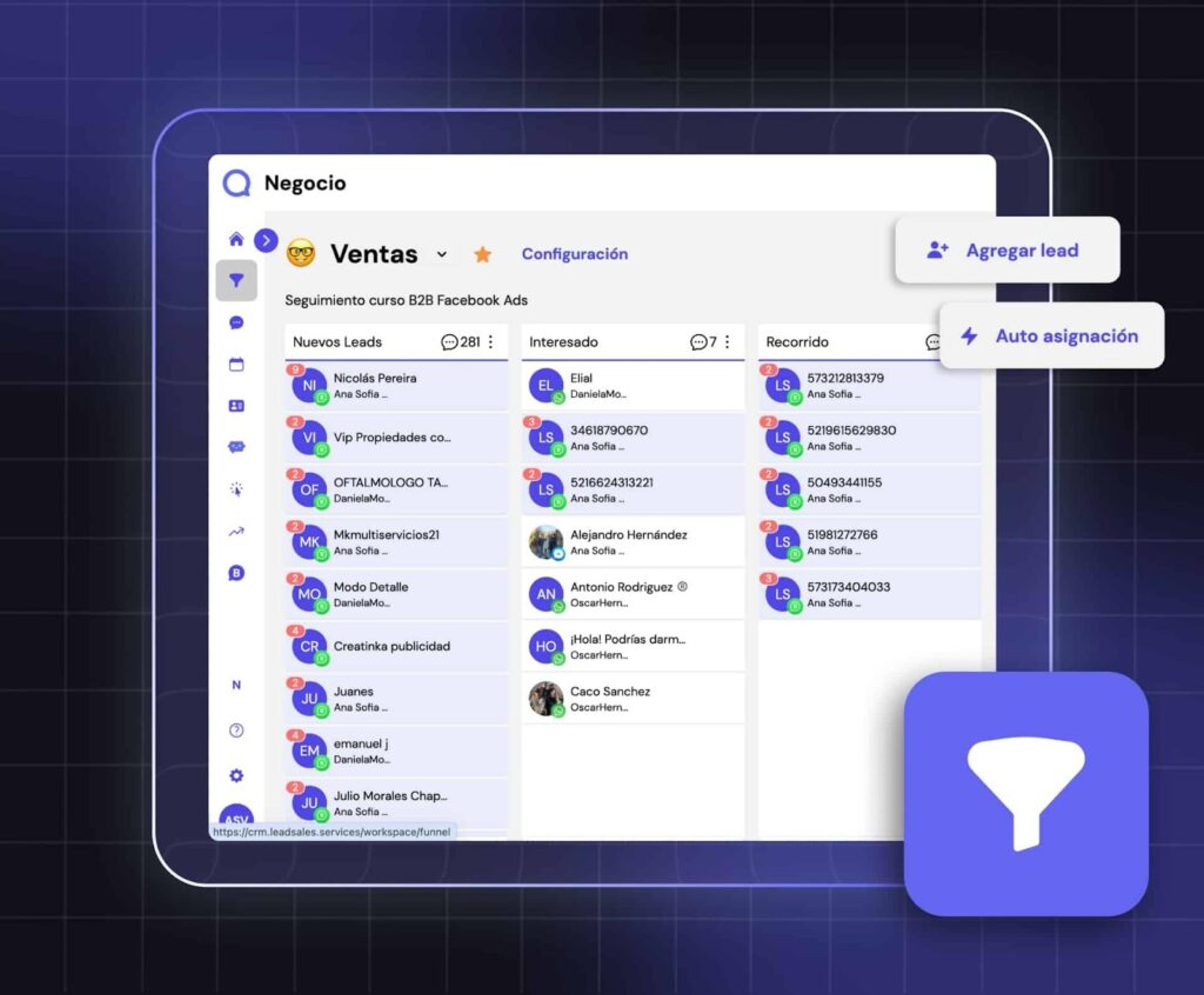 Pantalla de seguimiento en un CRM