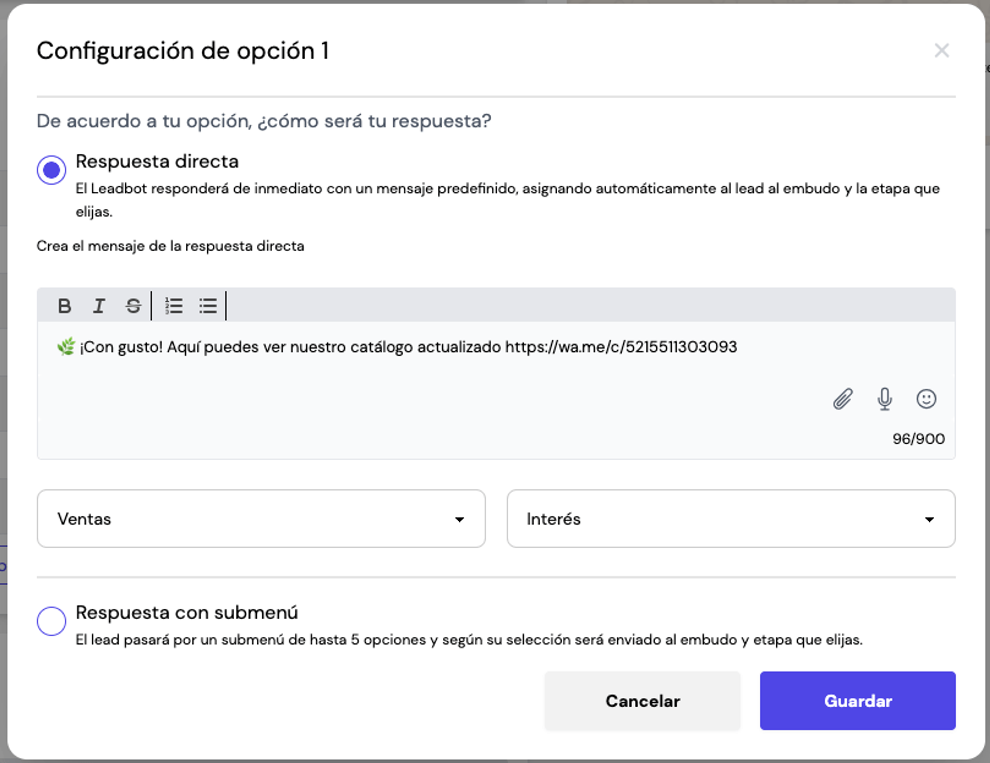activar Leadbot de Leadsales paso 5