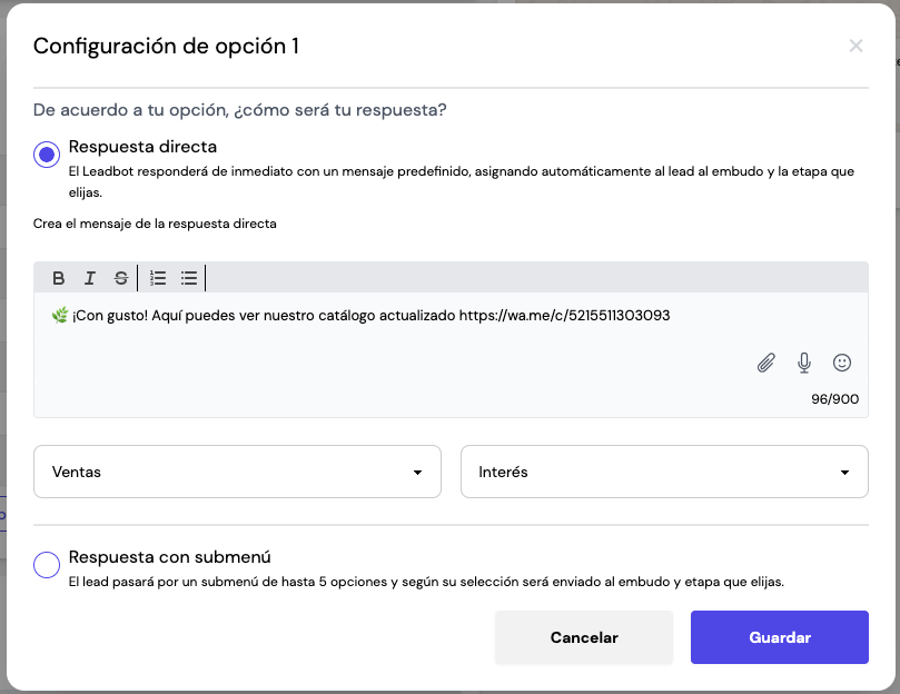 activar Leadbot de Leadsales paso 5