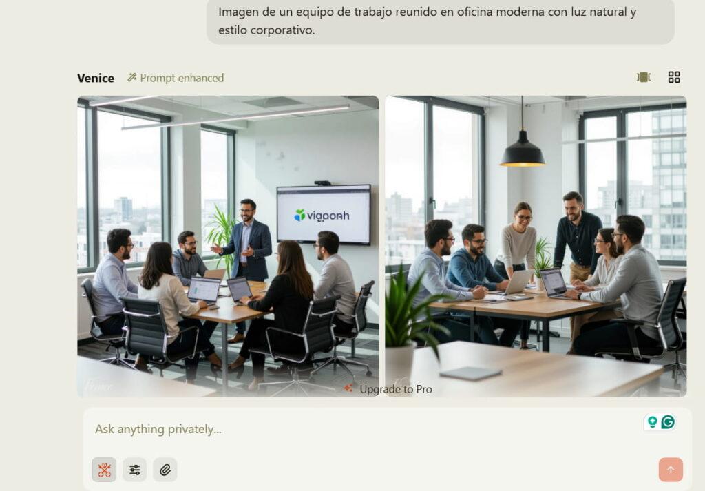 Imagen de un equipo de trabajo creada por Venice IA