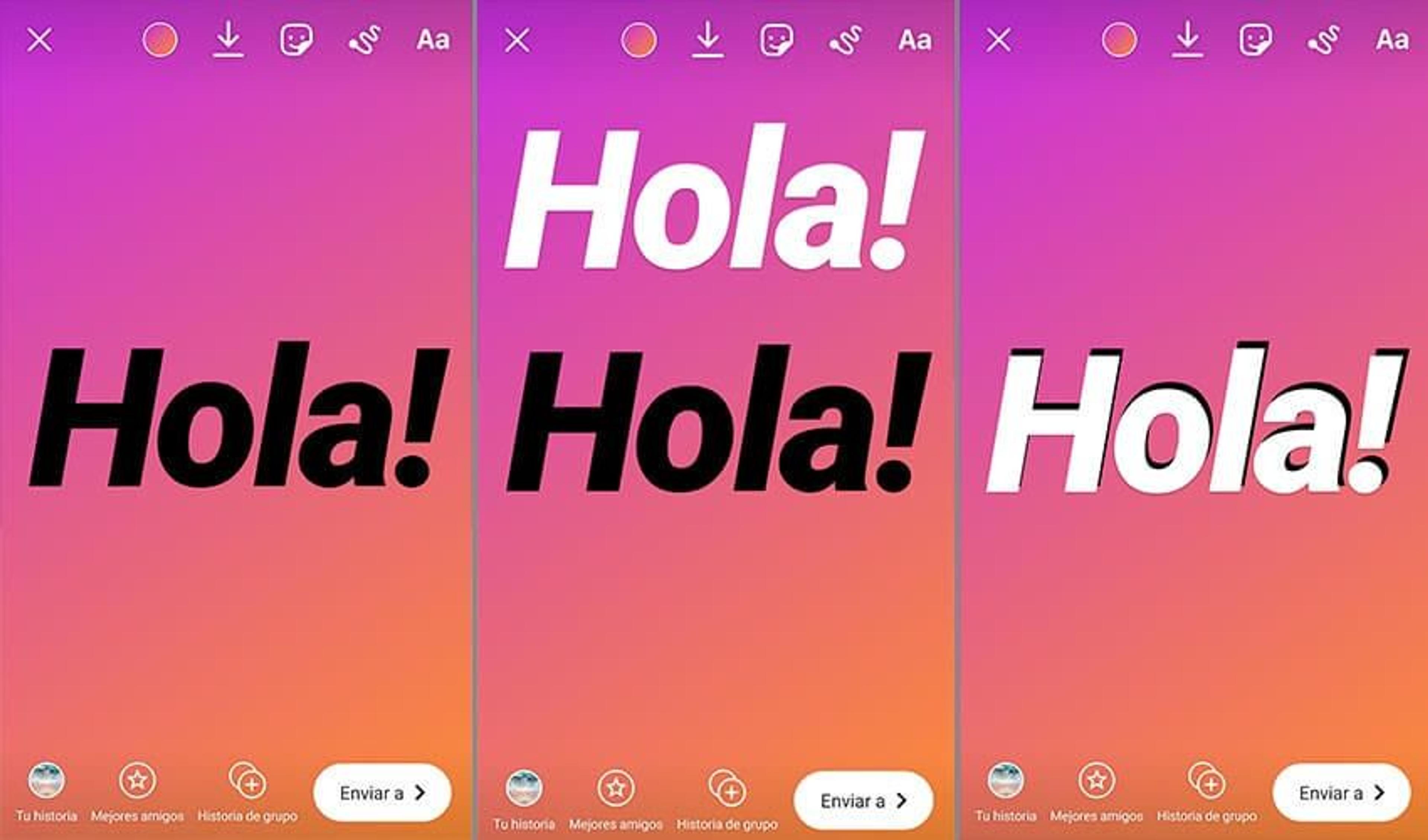 texto con formato en historias