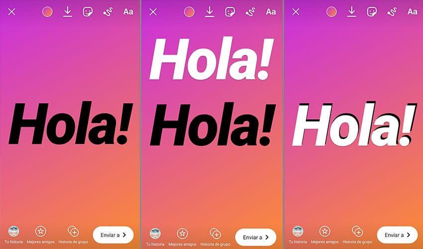 texto con formato en historias