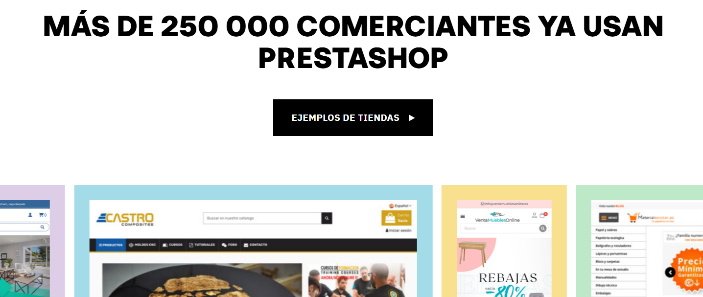 Pantalla de Prestashop