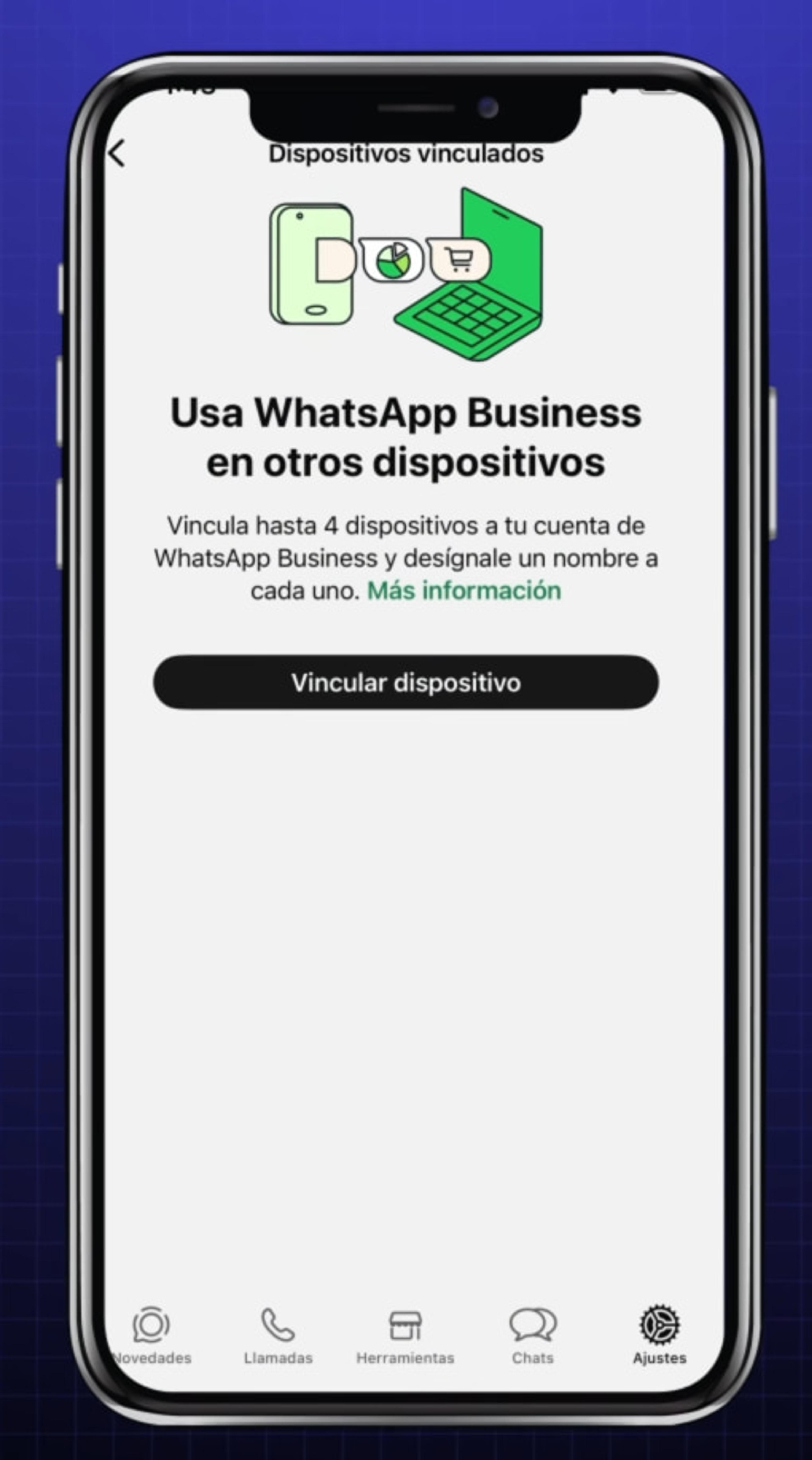 Sección de Dispositivos vinculados en WhatsApp Business