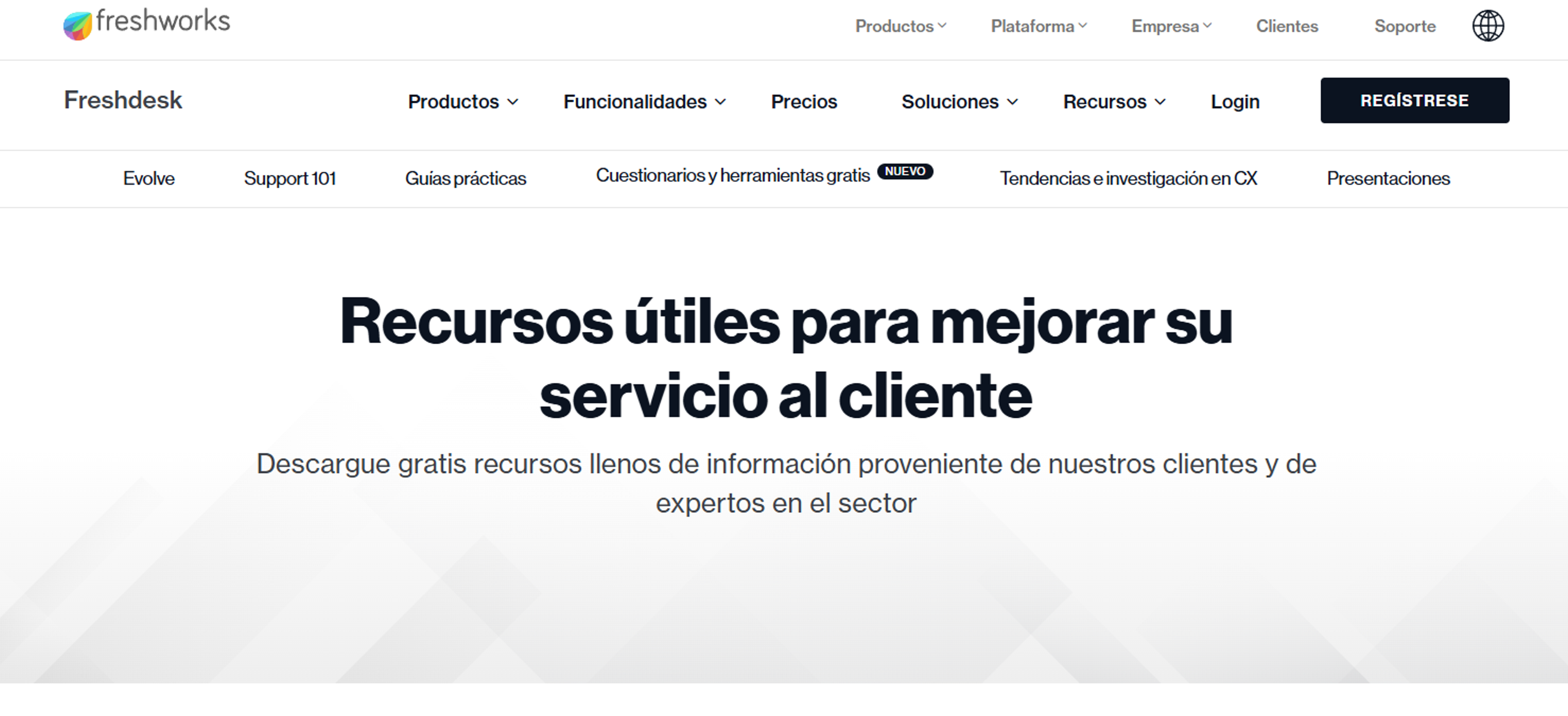 Pantalla de recursos Freshdesk