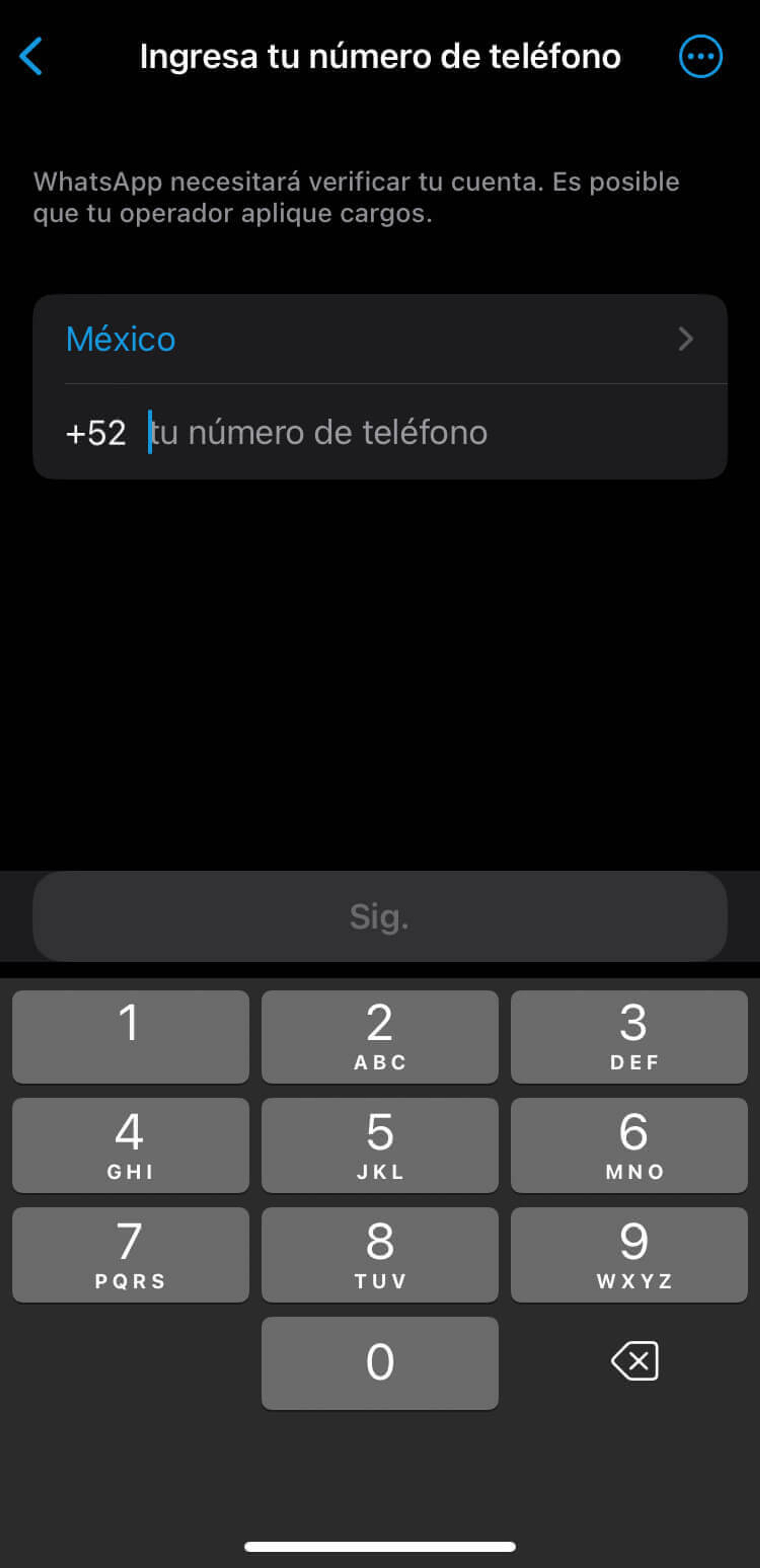 captura de pantalla de cómo registrarse en la aplicación de whatsapp