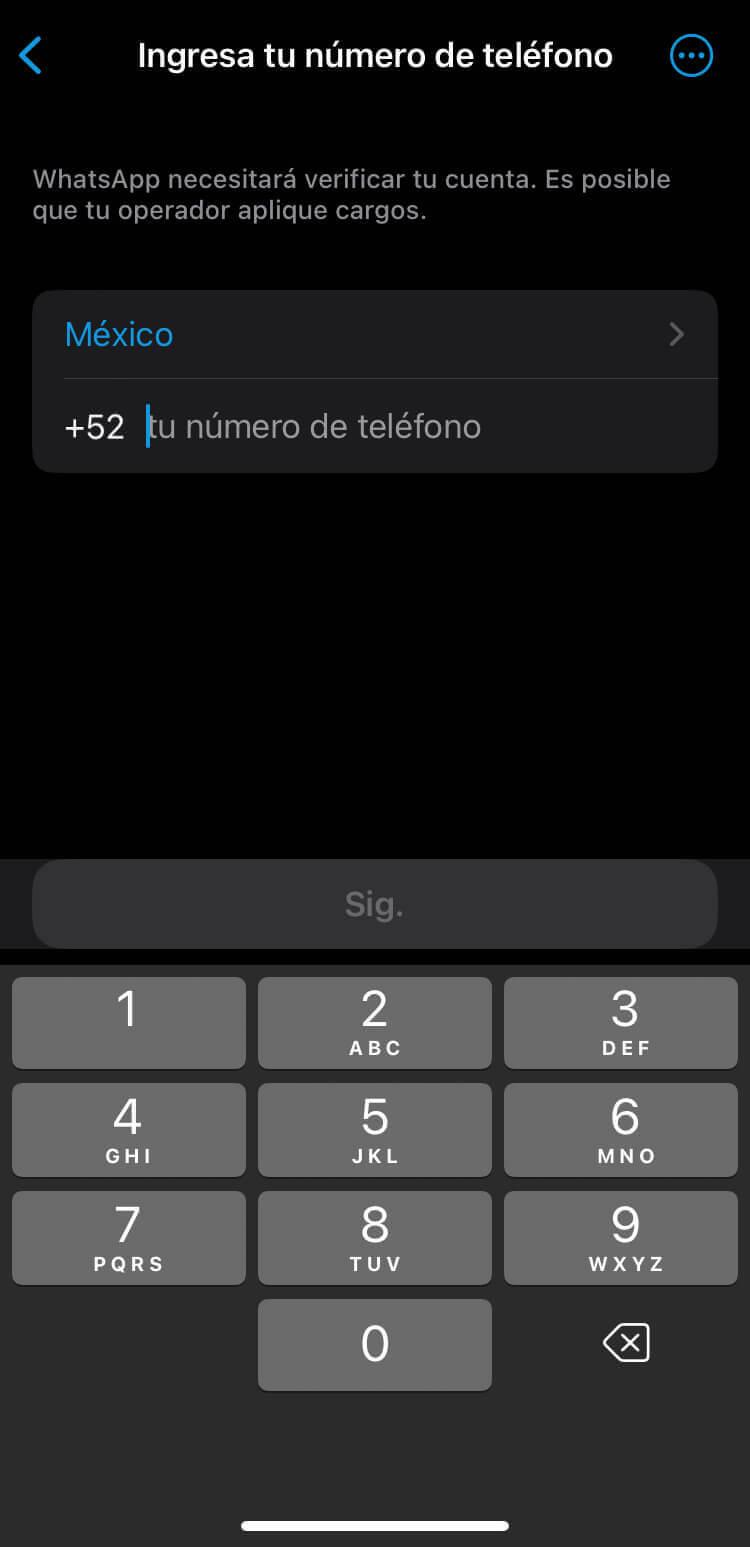 captura de pantalla de cómo registrarse en la aplicación de whatsapp