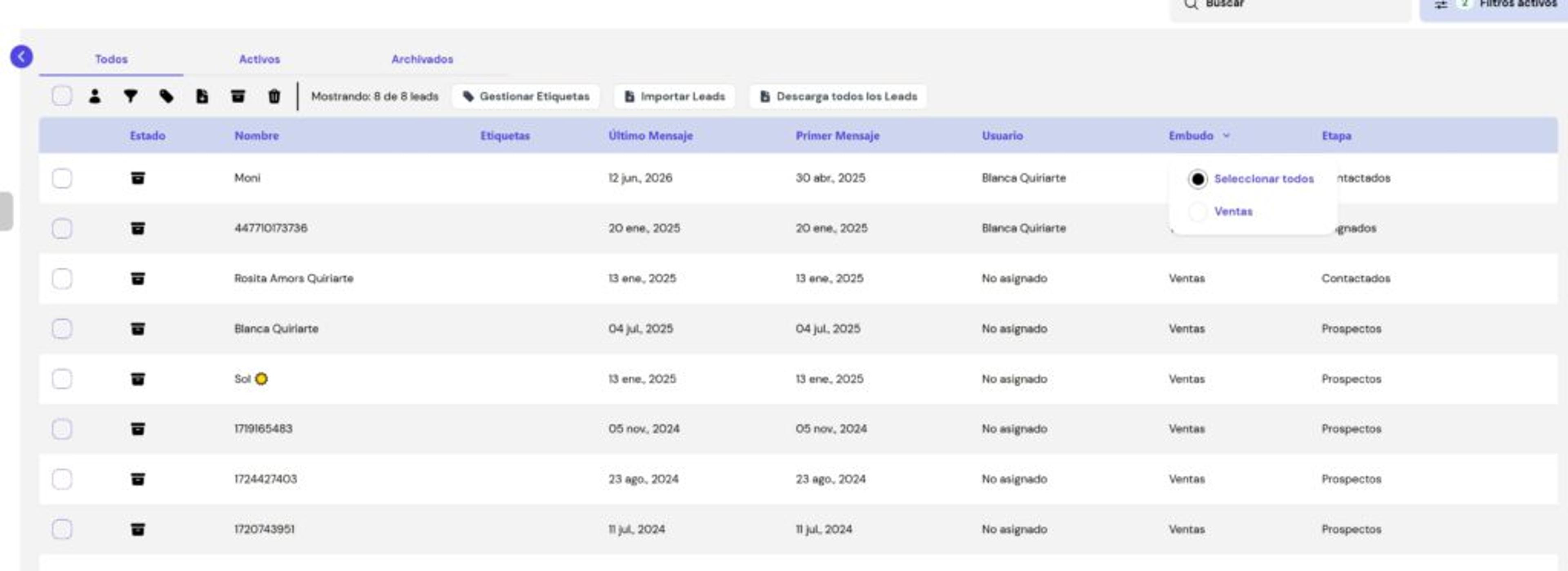 Directorio de contactos en Leadsales