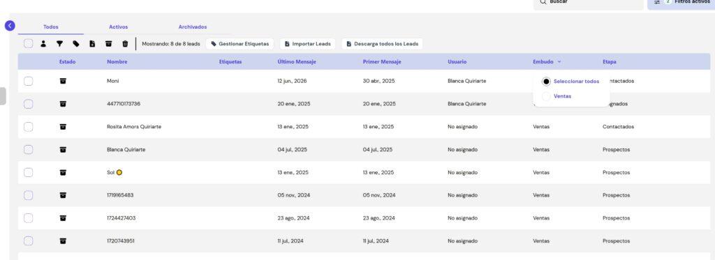Directorio de contactos en Leadsales