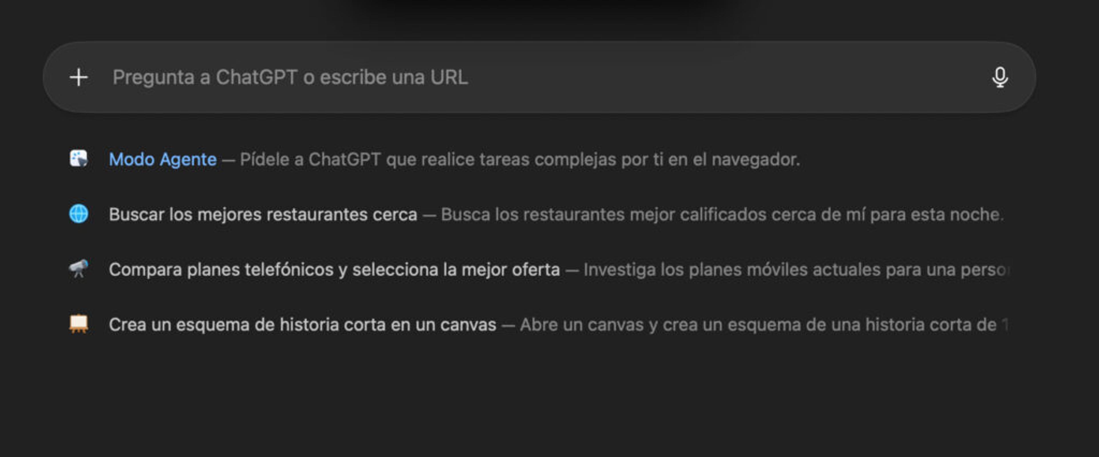 Captura de pantalla que muestra el paso 4 para usar Atlas GPT: hacer una búsqueda