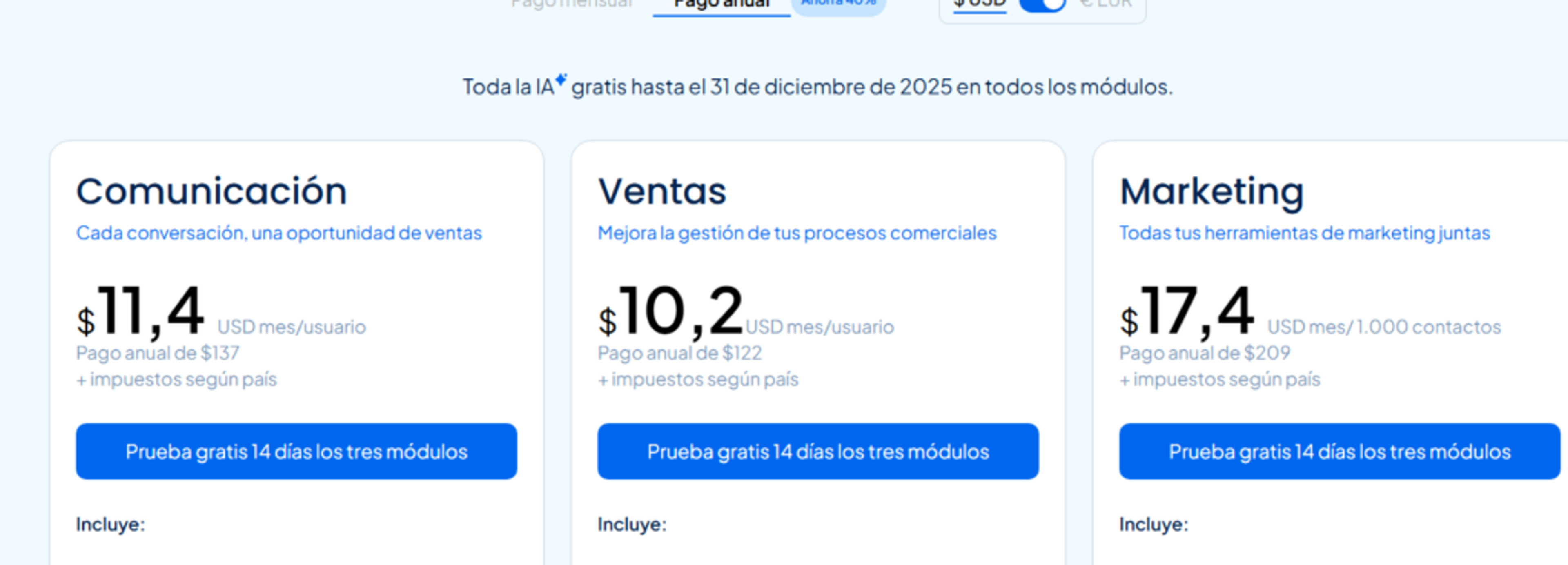 Clientify Pricing Screen