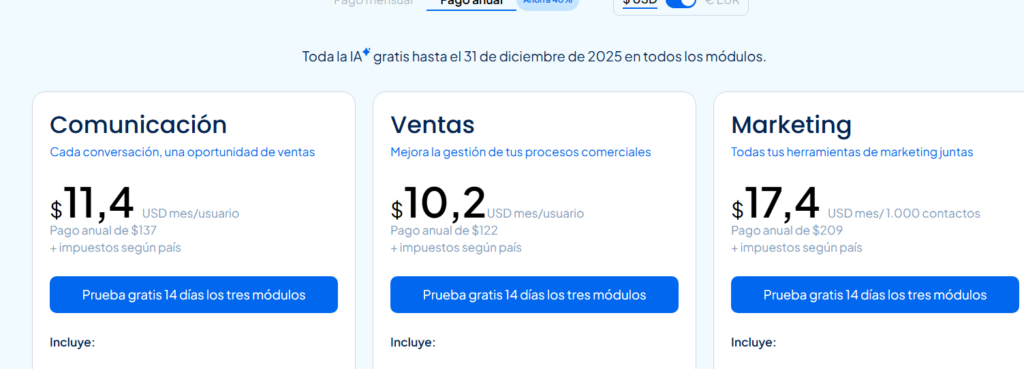 Clientify Pricing Screen
