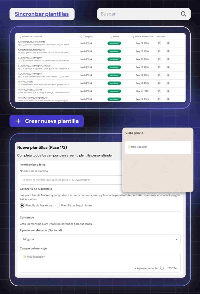 Plantillas de mensajes en Leadsales