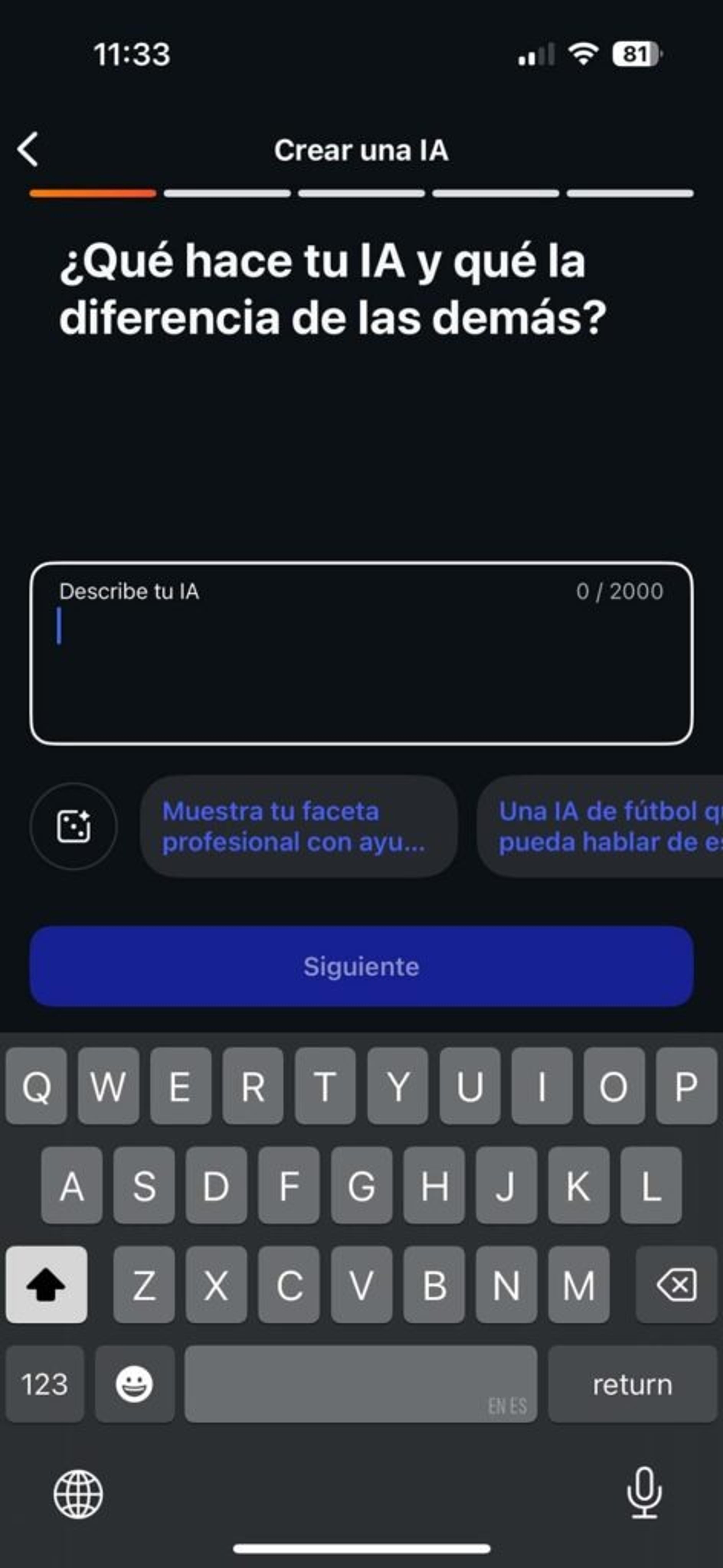Captura de pantalla del formulario