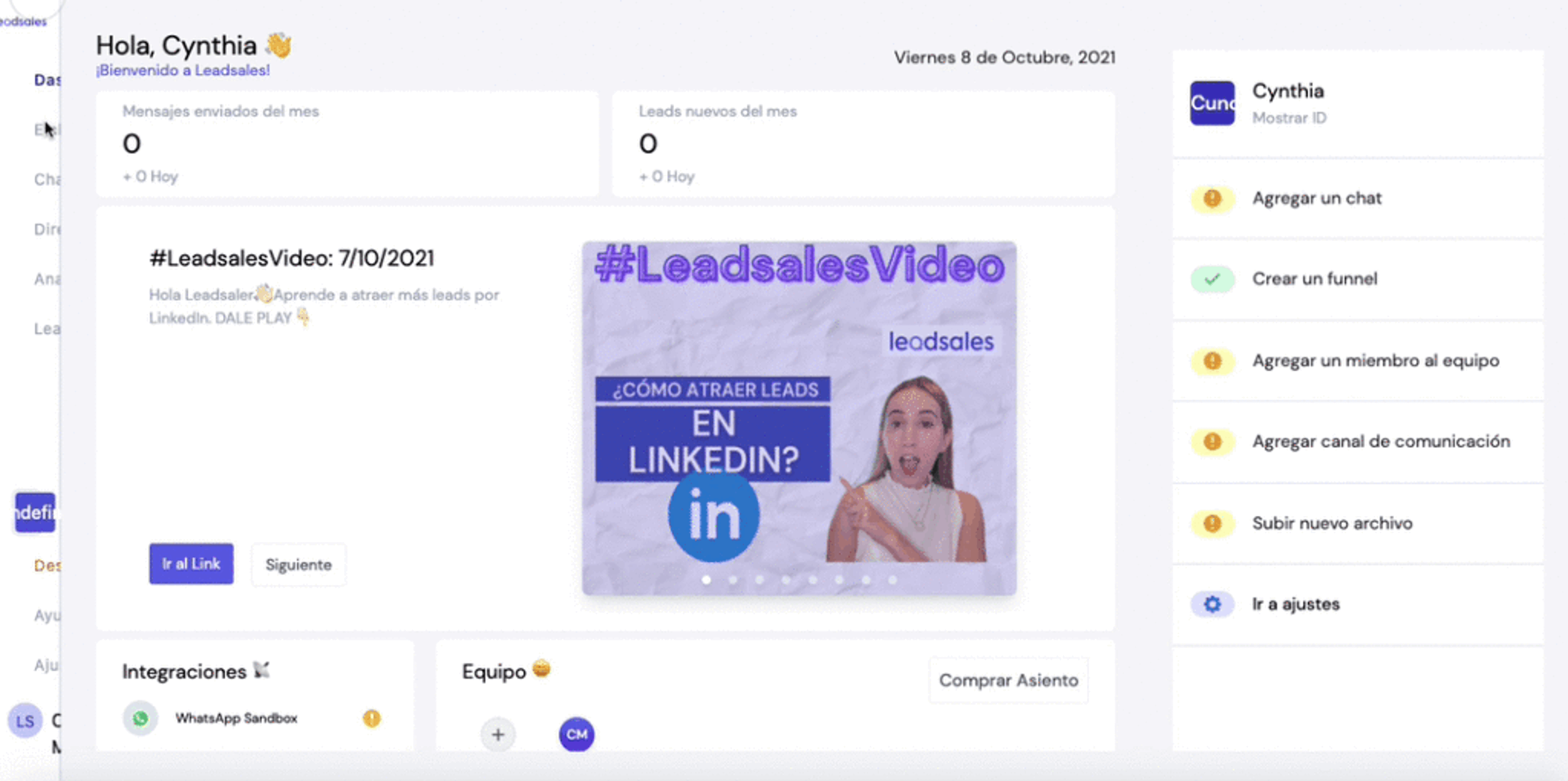 Enviar mensaje de ventas con leadsales