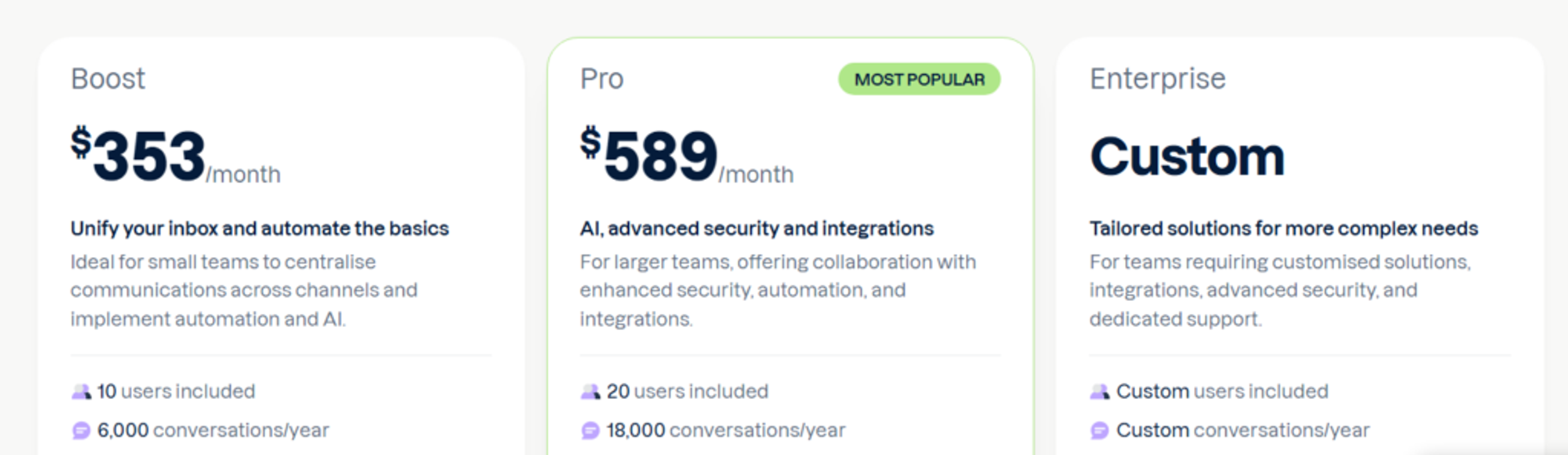 Trengo Pricing Screen