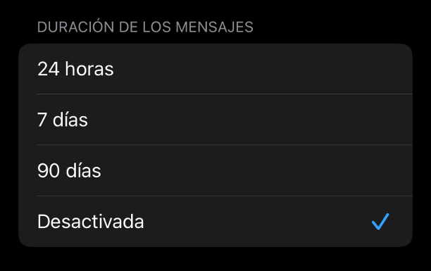 Confirmación de mensajes temporales activados en un grupo de ventas de WhatsApp
