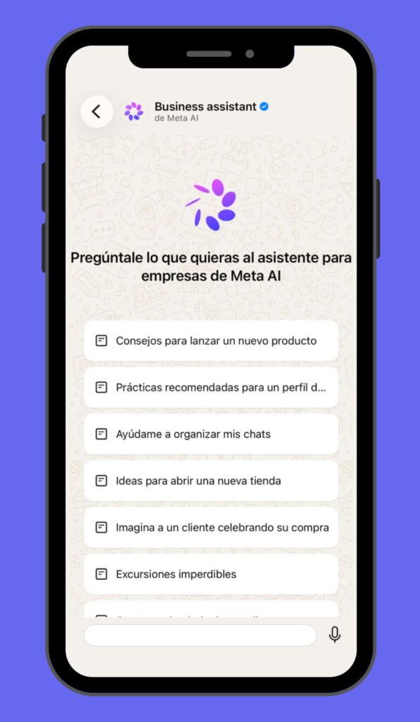 Chat de Meta Business Agent en app de WhatsApp Business