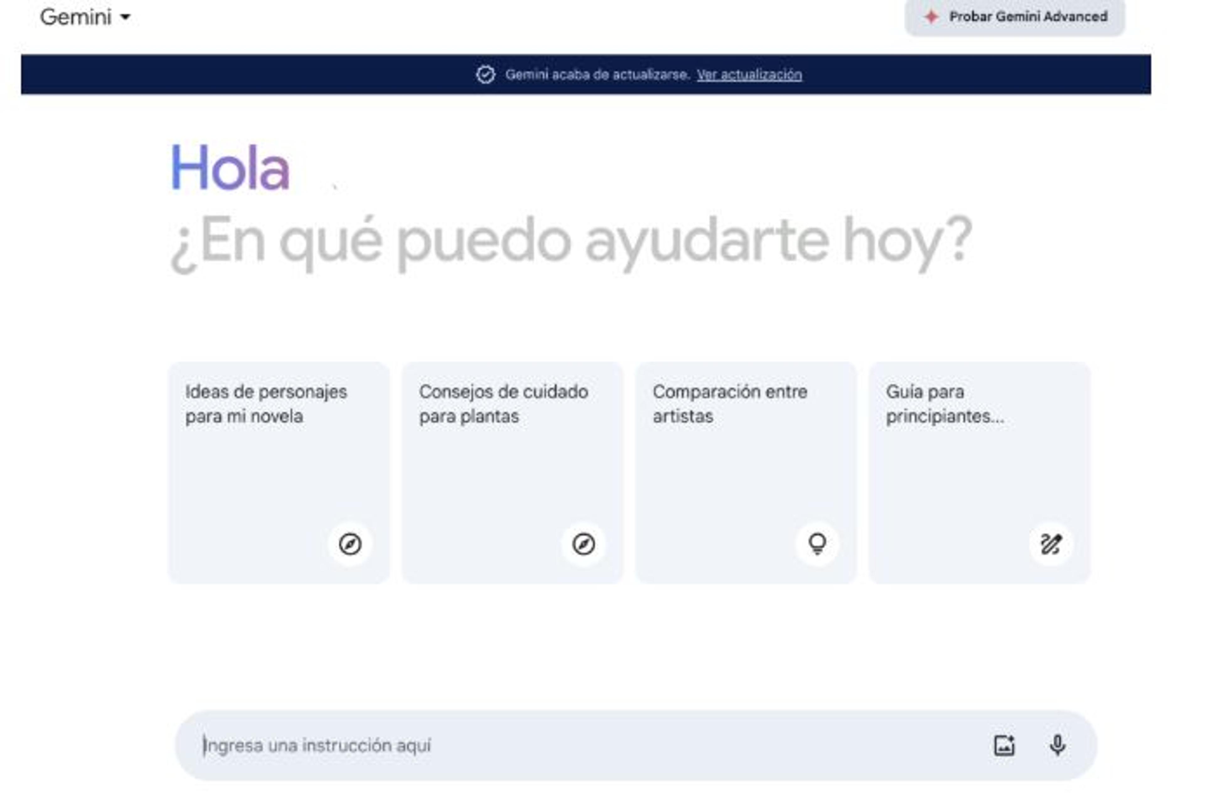 Pantalla de Google Gemini