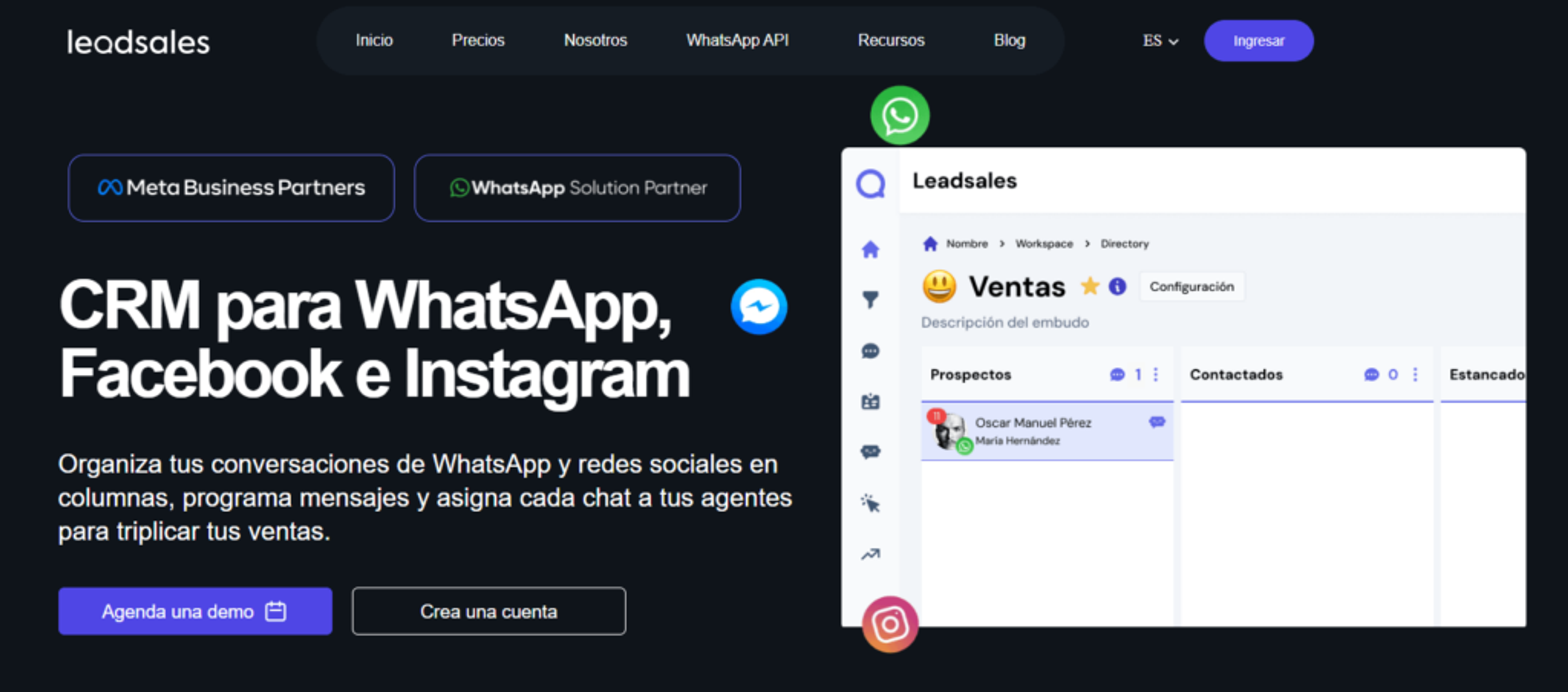 Pantalla de Leadsales CRM