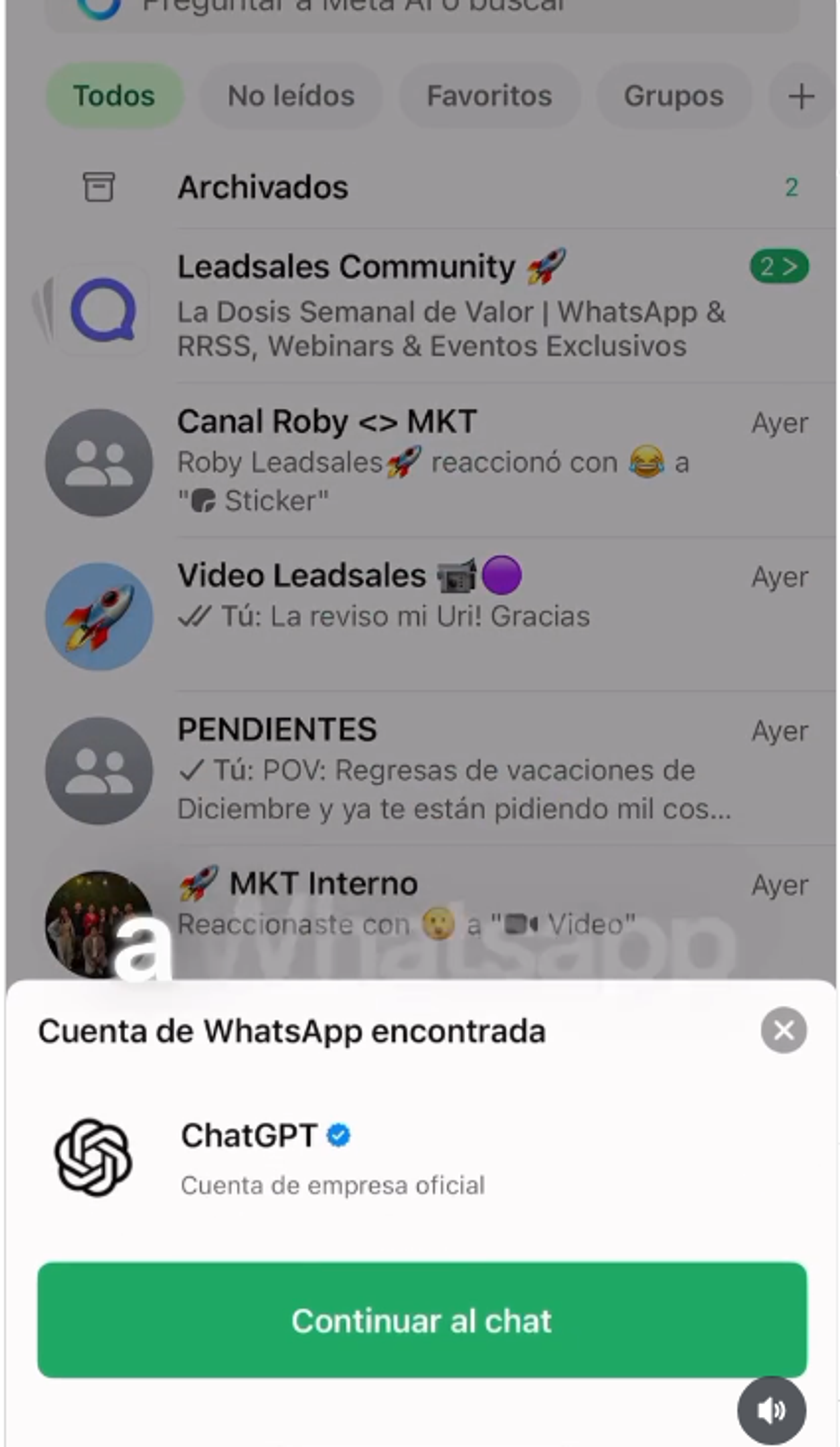 Chat que muestra cómo conectar ChatGPT con WhatsApp a través de QR