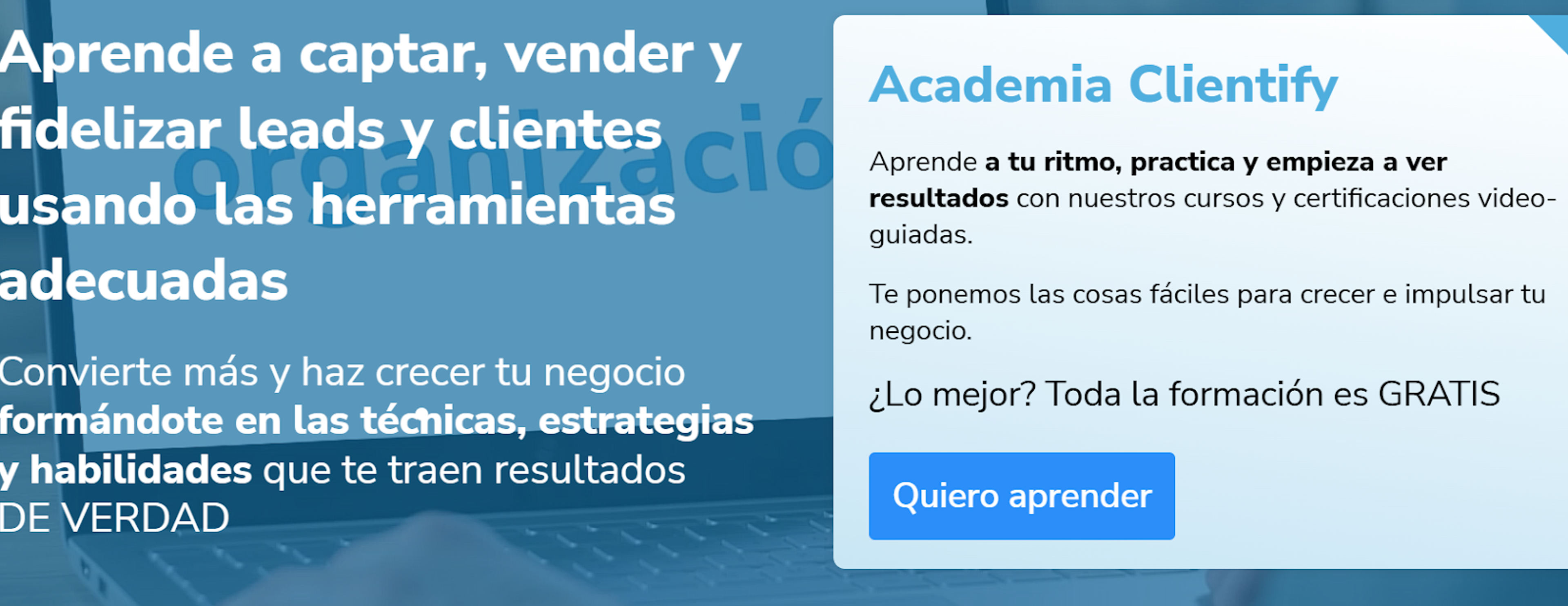 Pantalla de Academia Clientify